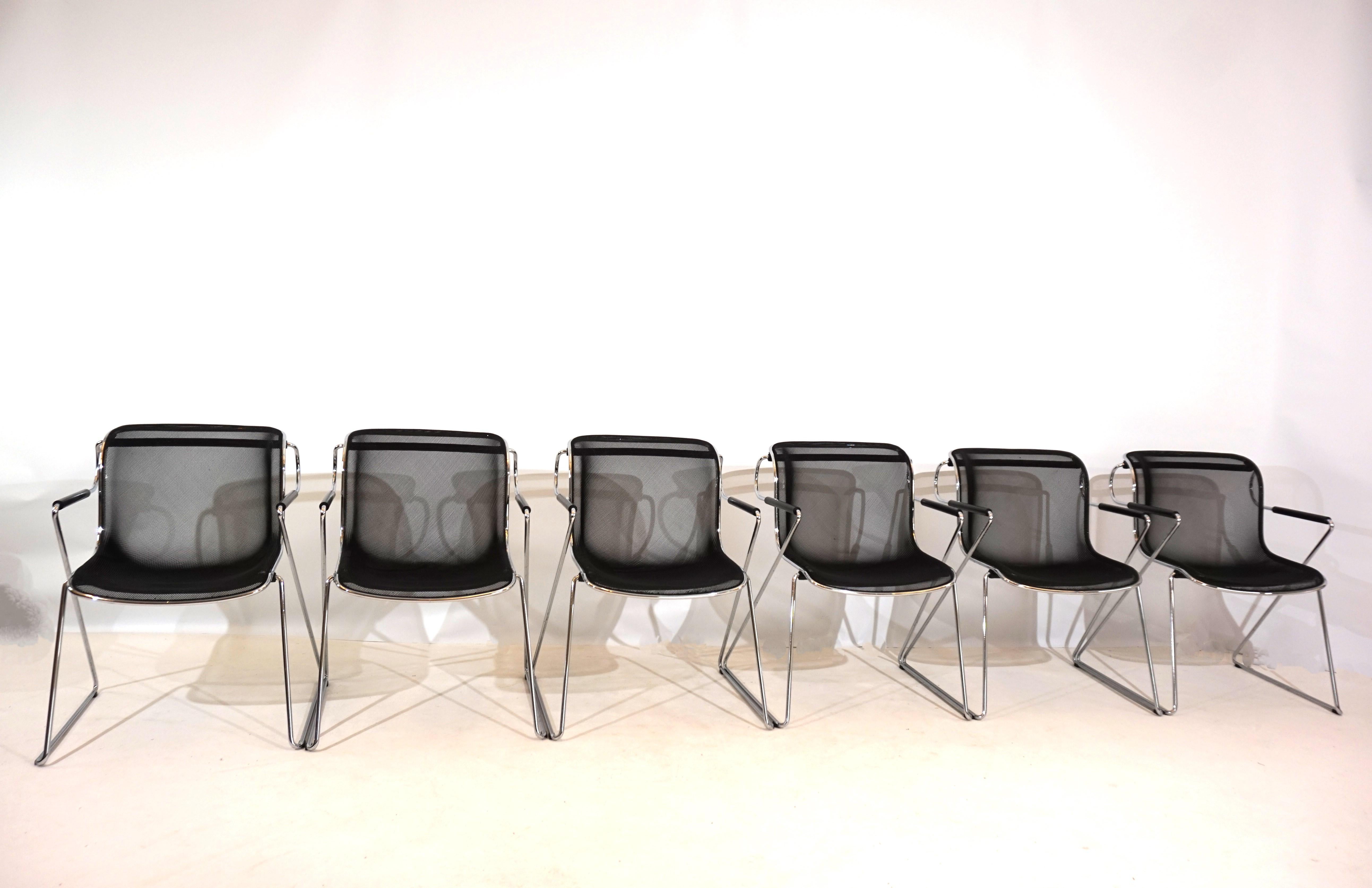Italian Set of 6 Castelli Penelope dining/conference chairs by Charles Pollock