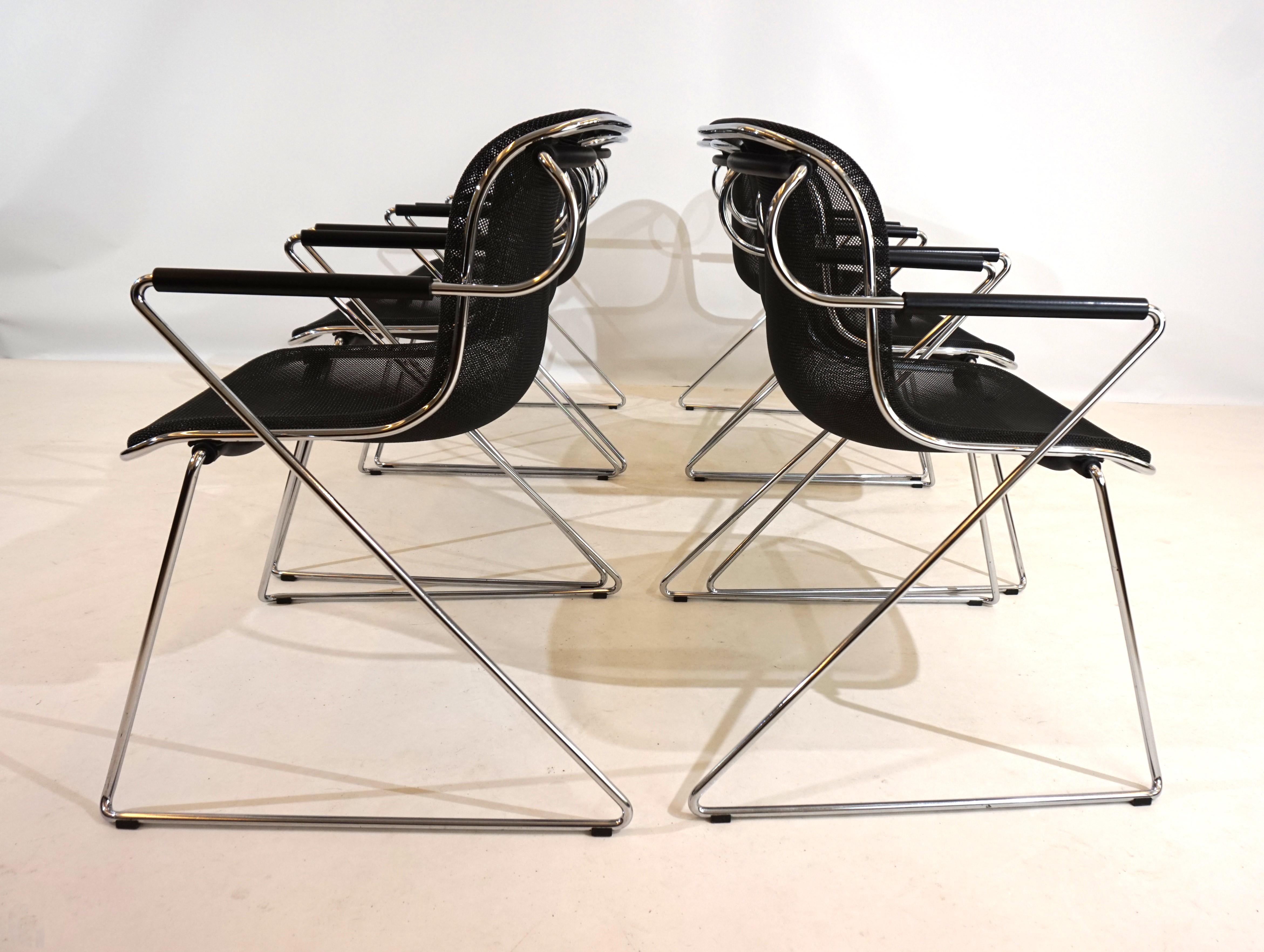 Metal Set of 6 Castelli Penelope dining/conference chairs by Charles Pollock