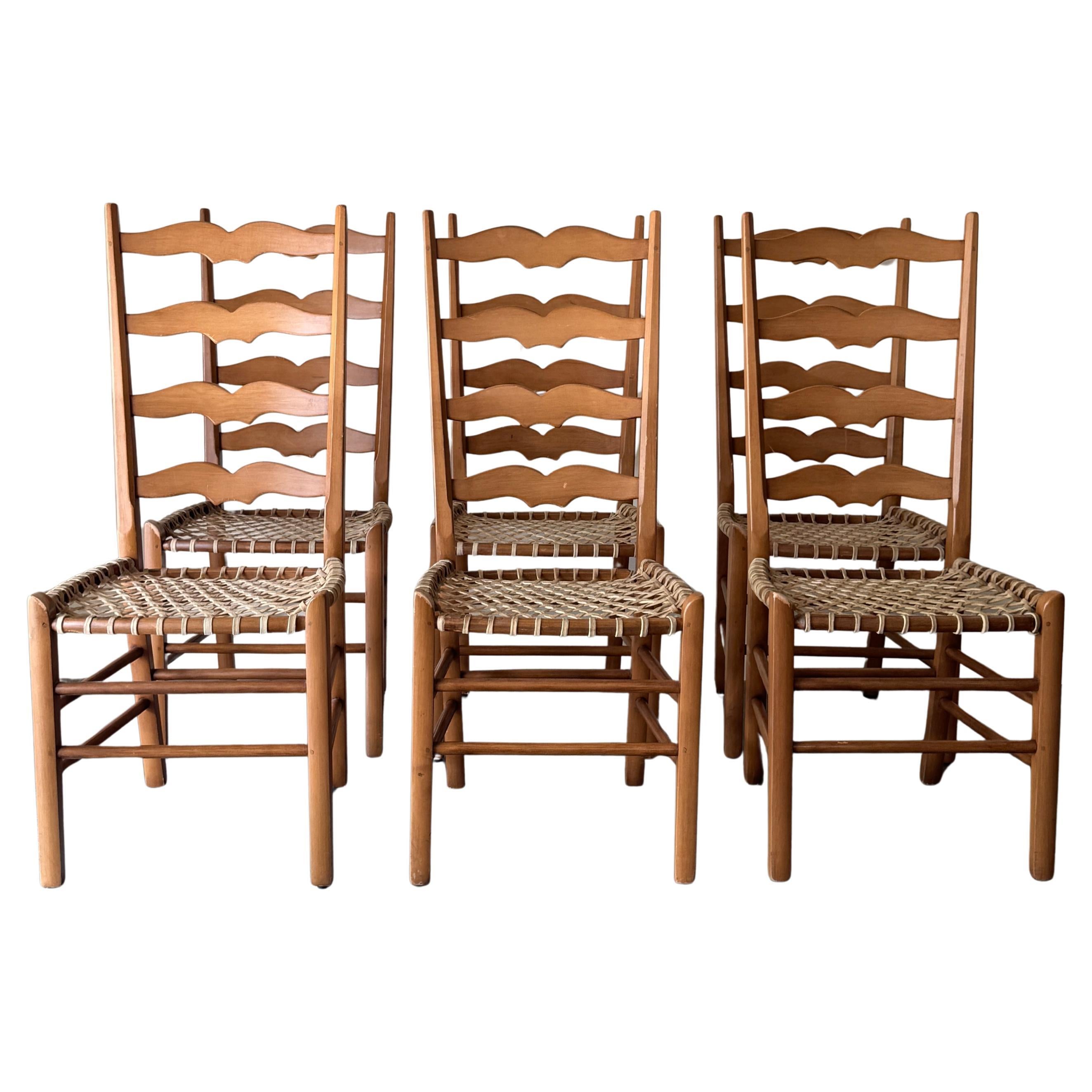 Set di 6 sedie da pranzo con schienale a scaletta in Catgut