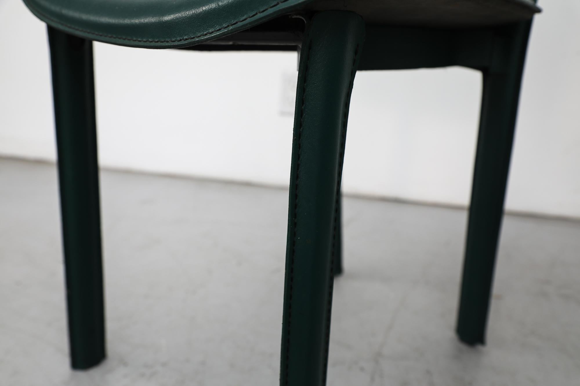 Satz von 6 Cattelan Italia-Stühlen aus grünem Leder mit hoher Rückenlehne im Angebot 3