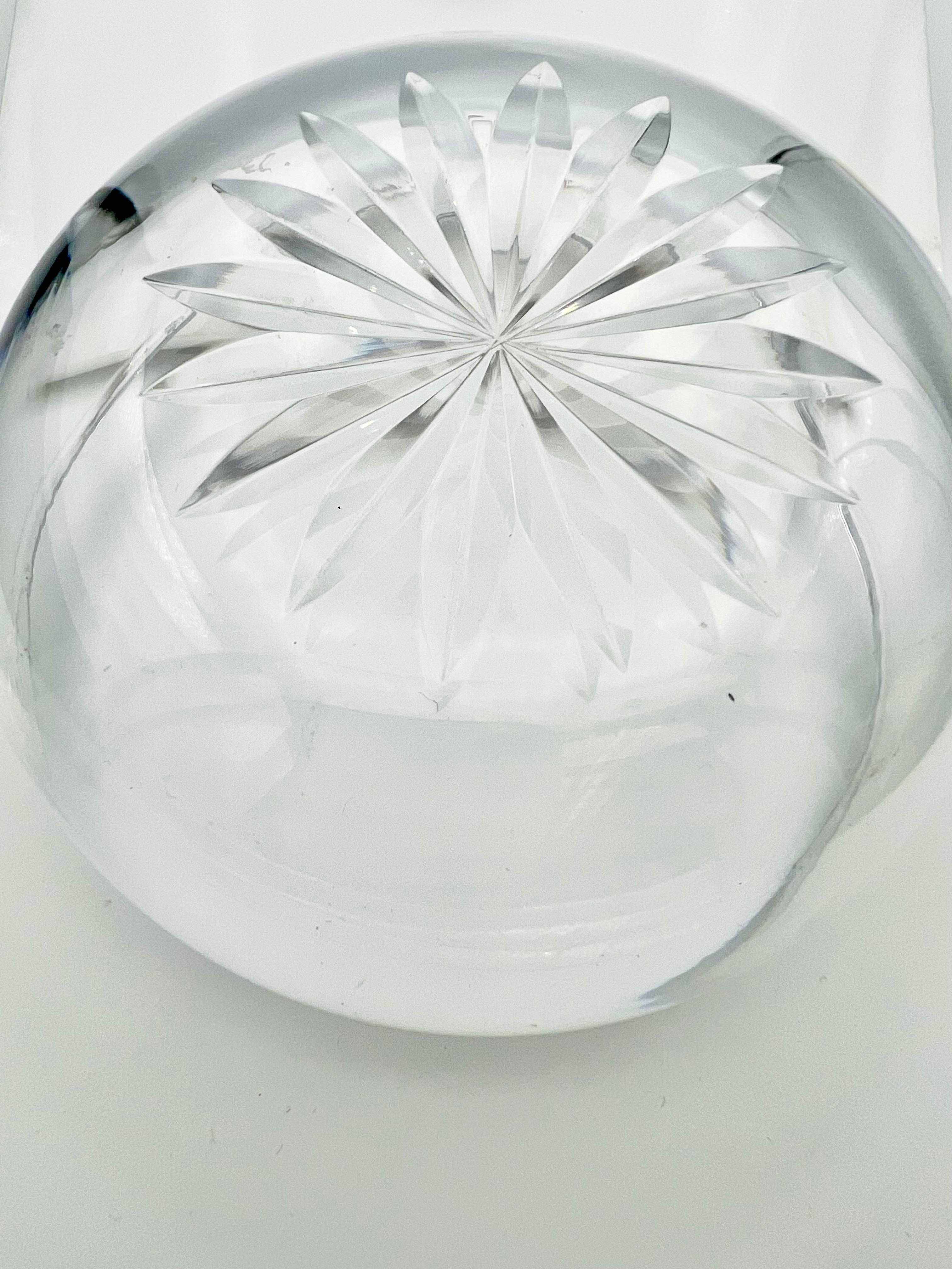 Embossed Set of 6 Caviar Server Crystal and Sterling Silver Dolphin Decoration