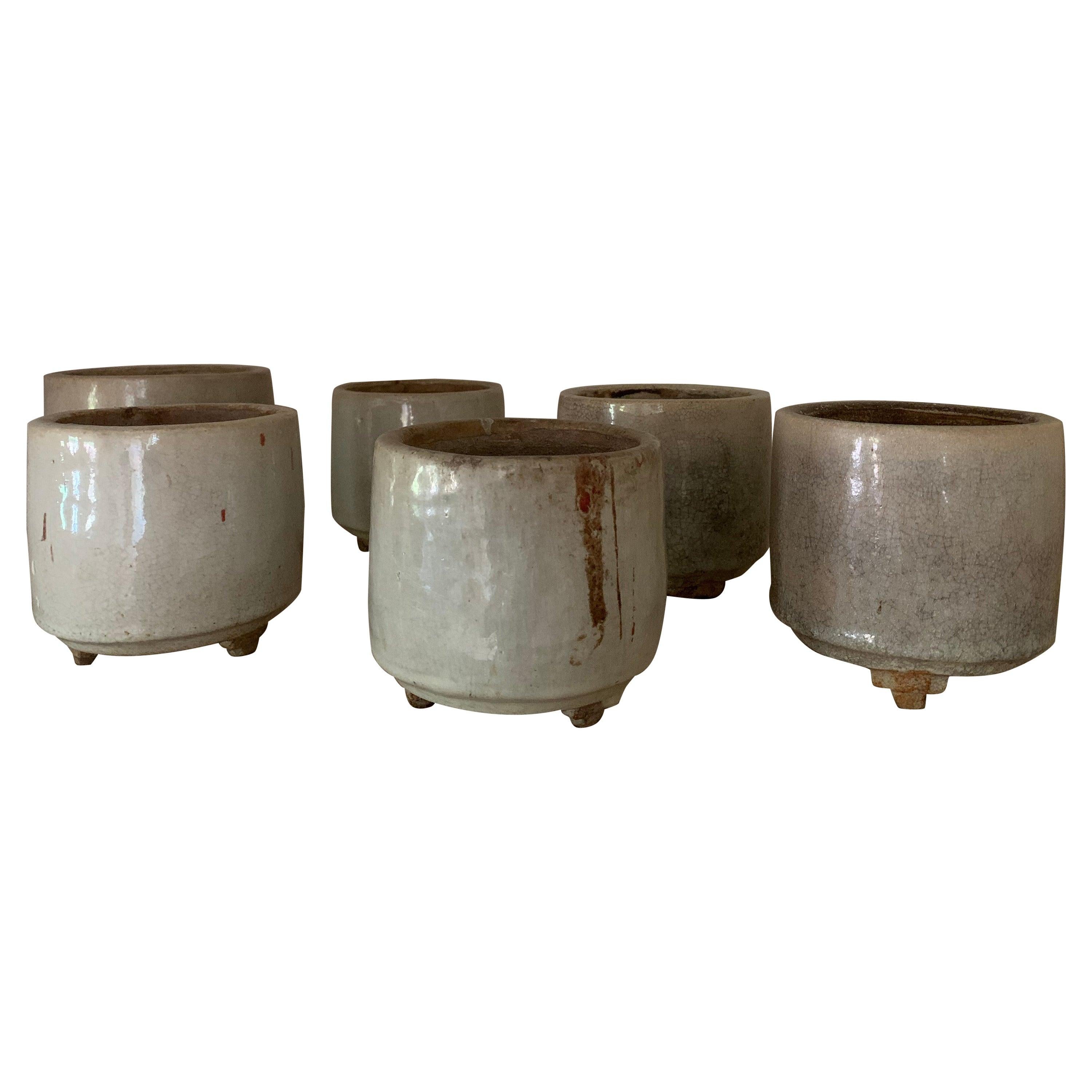 Set of 6 Celadon Incense Burner Pots