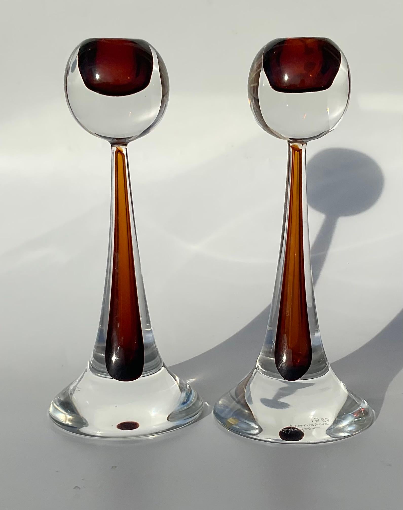 Italian Set of 6 Cenedese Murano Sommerso Glass candlestick sculptures Antonio DaRos