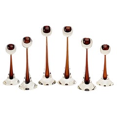 Set of 6 Cenedese Murano Sommerso Glass candlestick sculptures Antonio DaRos 