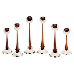 Set of 6 Cenedese Murano Sommerso Glass candlestick sculptures Antonio DaRos