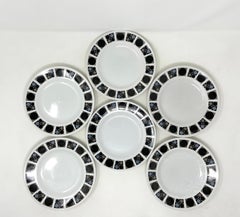 Ensemble de 6 assiettes à thé en céramique anglaise en forme de focus par Midwinter