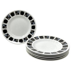 Set of 6 Ceramic English Earthenware Tea Plates in Focus Pattern by Midwinter