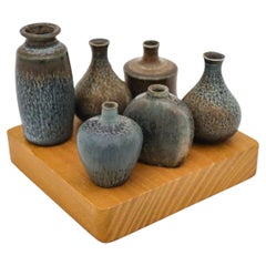 Set of 6 Ceramic Miniature Vases and Bowls, Rörstrand Mid Century Sweden Vintage