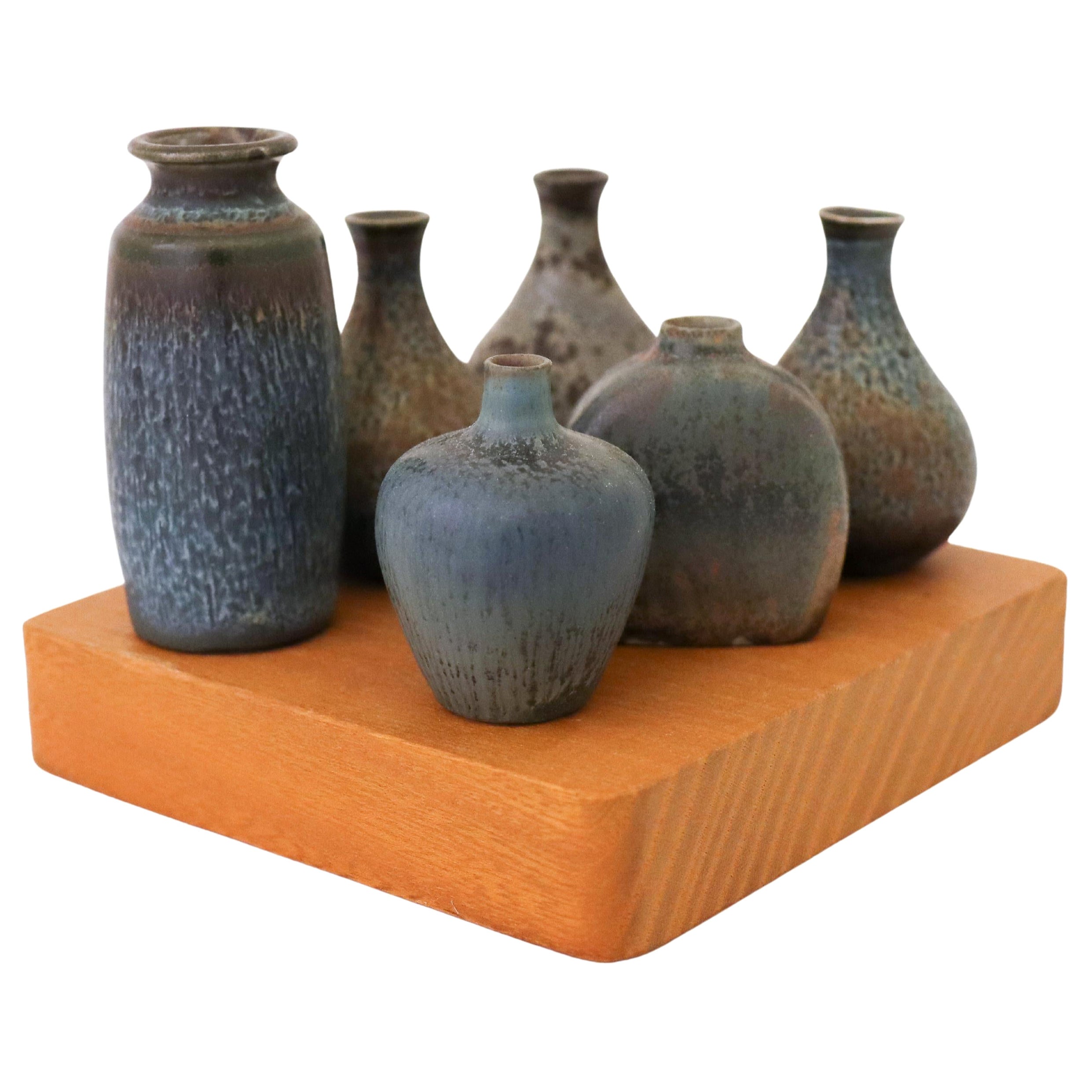 Set of 6 Ceramic Miniature Vases and Bowls, Rörstrand Midcentury Sweden Vintage