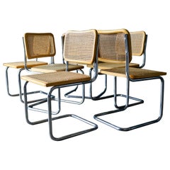 Vintage Set of 6 Cesca Cane and Bentwood Dining Chairs by Marcel Breuer, ca. 1960