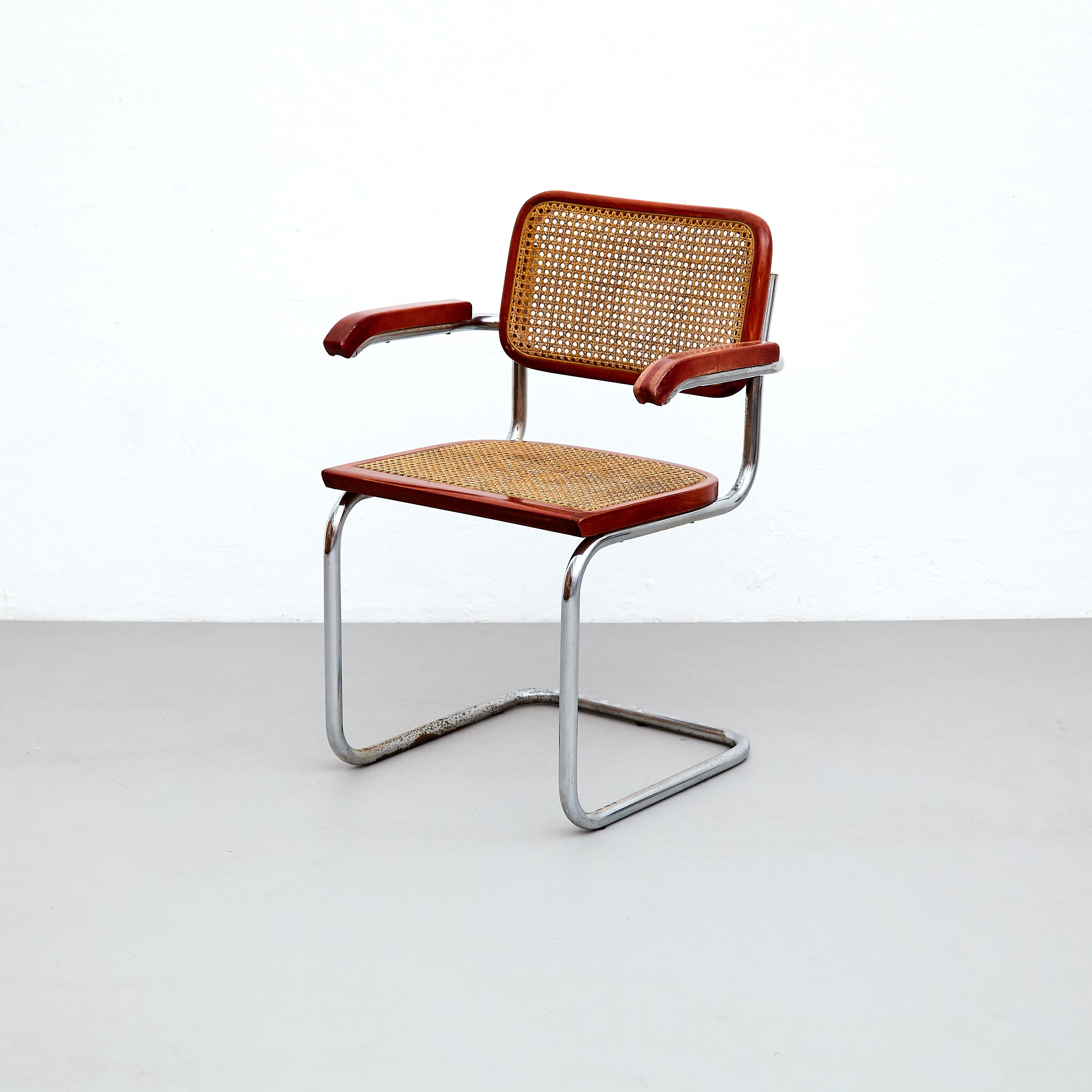 Set of 6 Cesca Chairs by Marcel Breuer, Mid-Century Modern Metal & Wood Classic For Sale 7