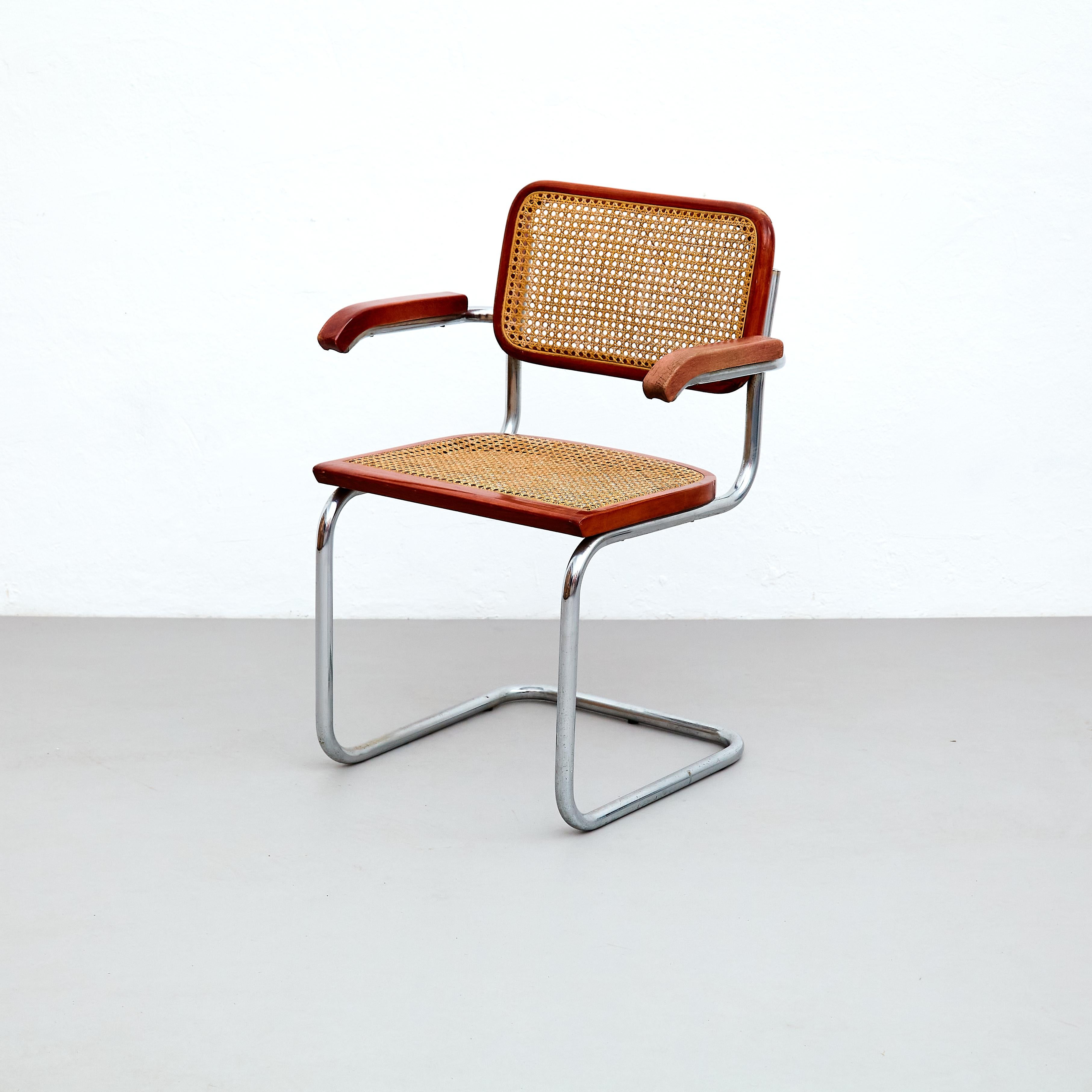 Set of 6 Cesca Chairs by Marcel Breuer, Mid-Century Modern Metal & Wood Classic For Sale 11