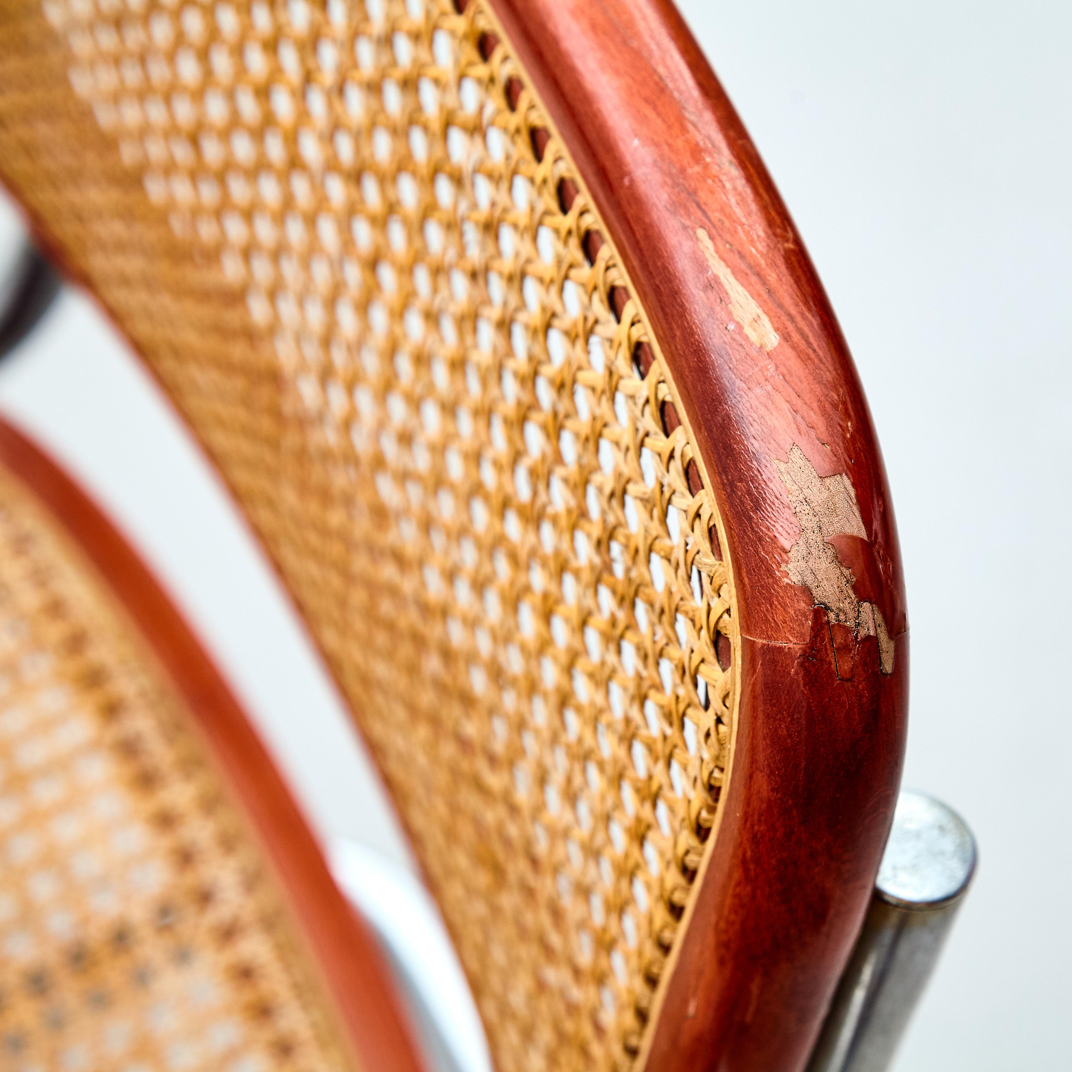 Ensemble de 6 chaises Cesca de Marcel Breuer, classique mi-siècle moderne en métal et bois en vente 10