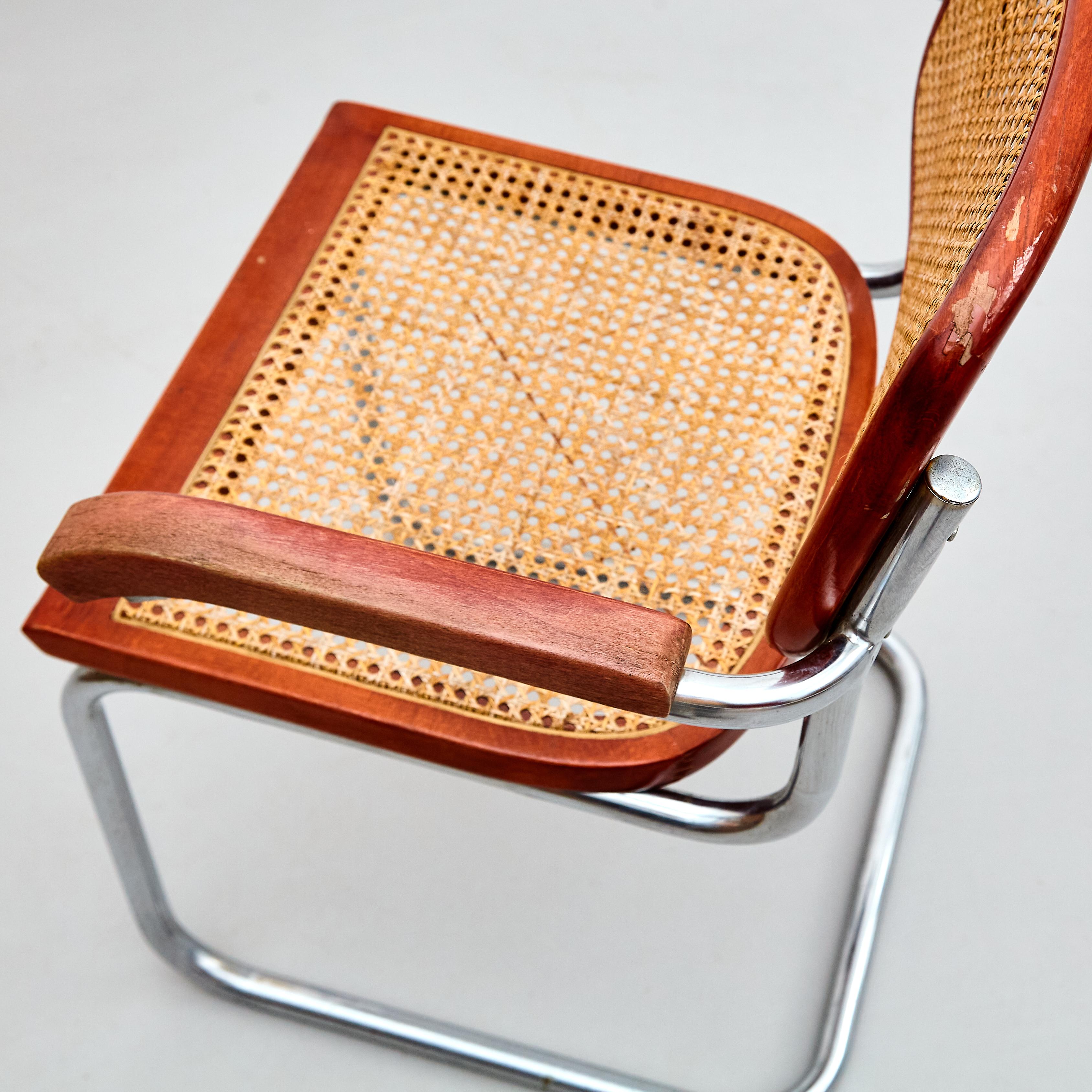 Set of 6 Cesca Chairs by Marcel Breuer, Mid-Century Modern Metal & Wood Classic For Sale 13