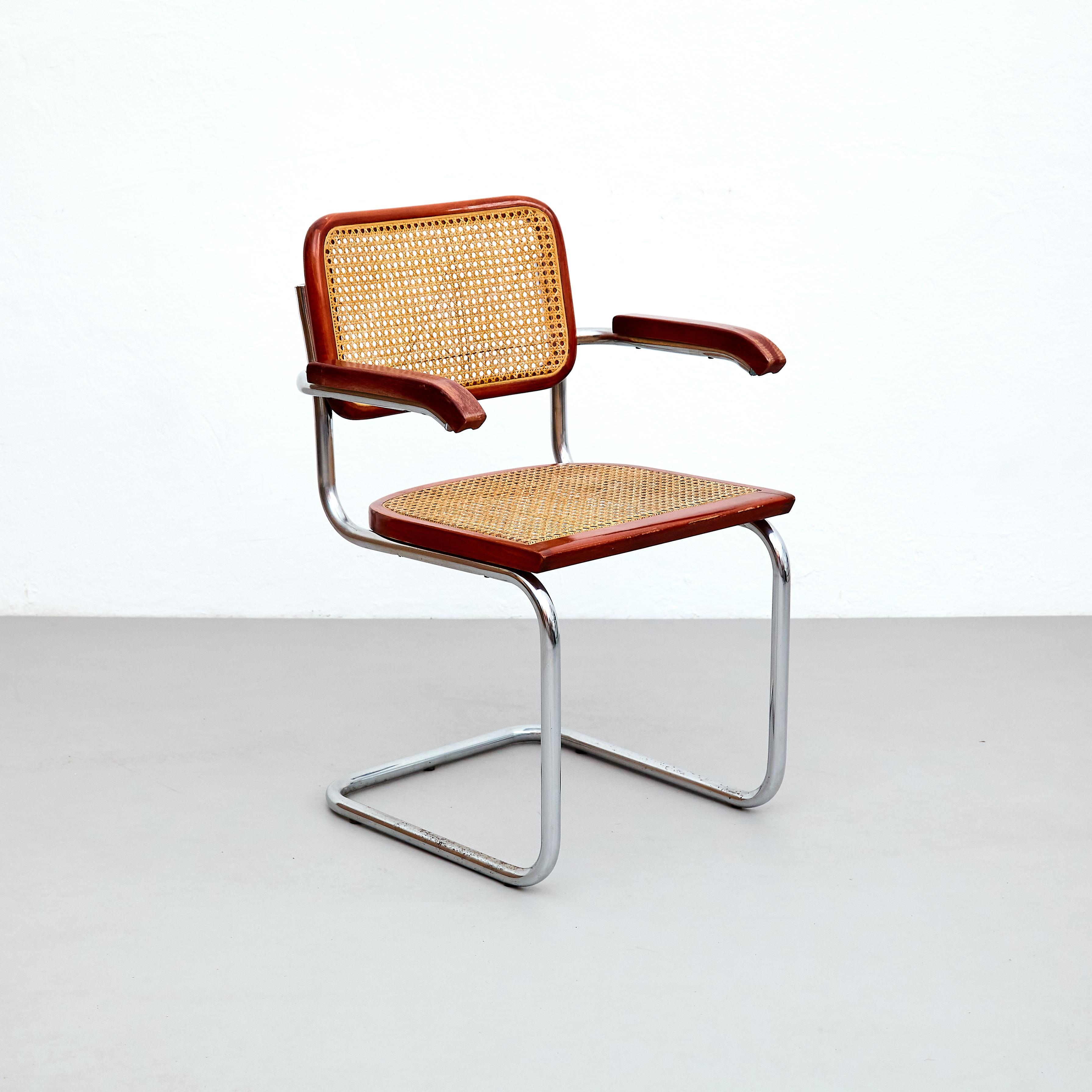 Set of 6 Cesca Chairs by Marcel Breuer, Mid-Century Modern Metal & Wood Classic For Sale 14