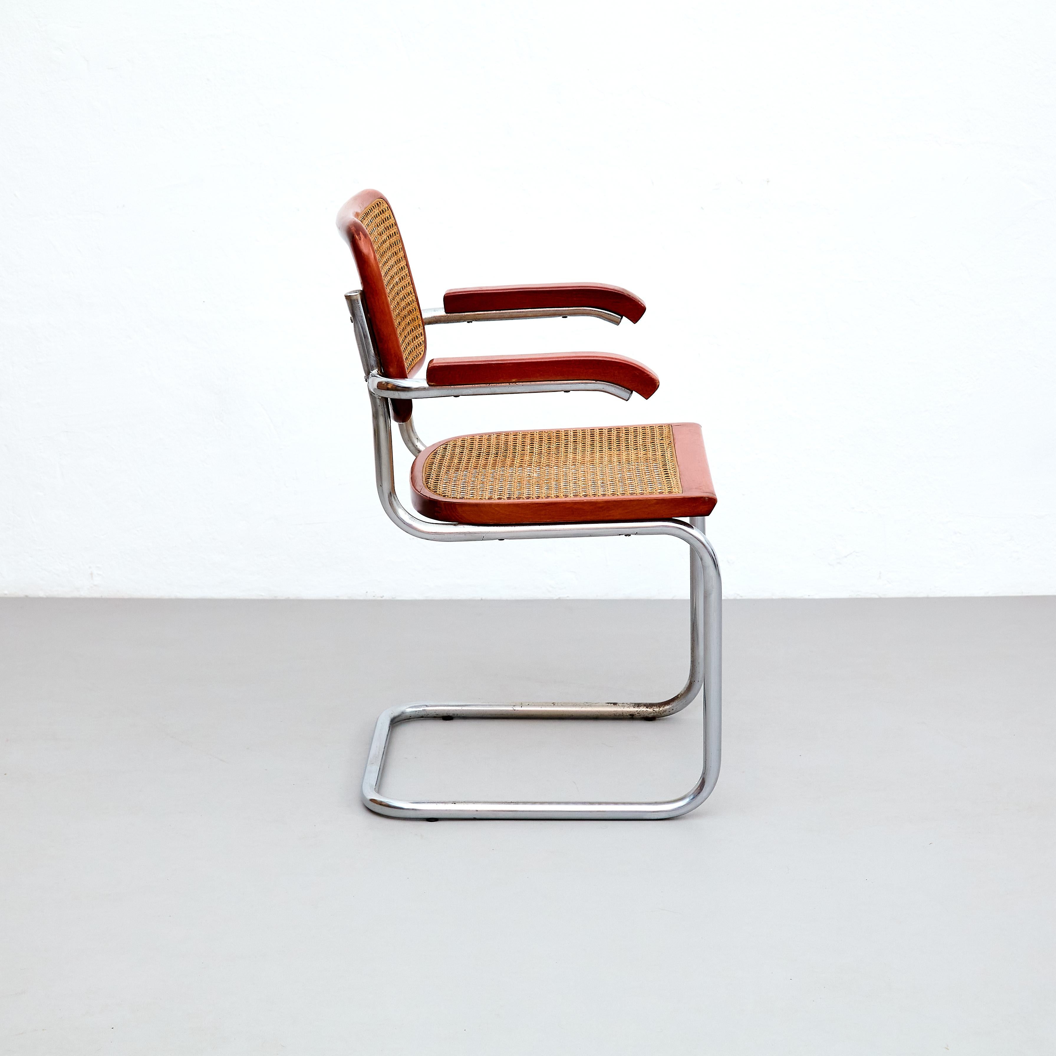 Set of 6 Cesca Chairs by Marcel Breuer, Mid-Century Modern Metal & Wood Classic For Sale 2