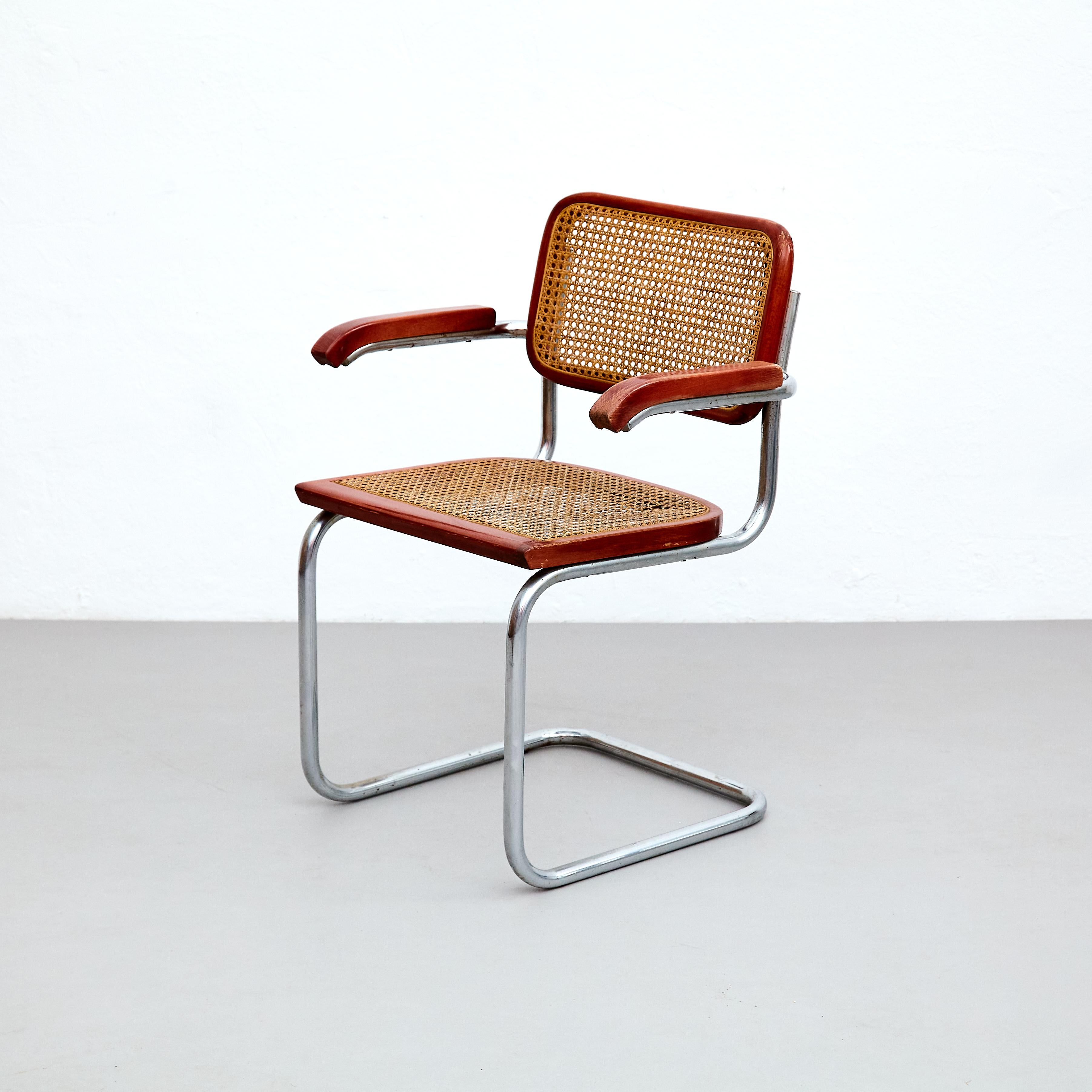 Set of 6 Cesca Chairs by Marcel Breuer, Mid-Century Modern Metal & Wood Classic For Sale 4