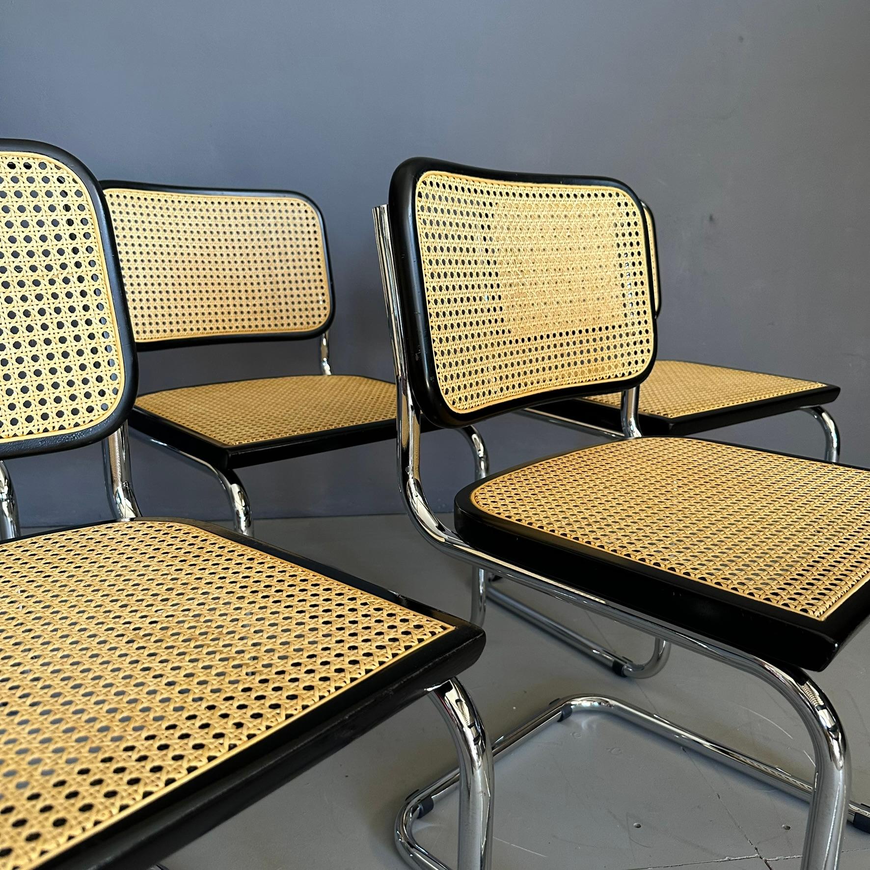 Late 20th Century Set of 6 CESCA chairs, model B32, design by Marcel Breuer for Gavina 1970