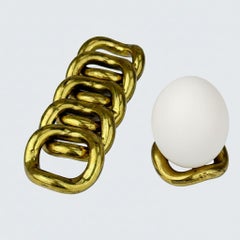 Set of 6 Chain Brass Napkin Rings, Egg Stands or Knife Rests
