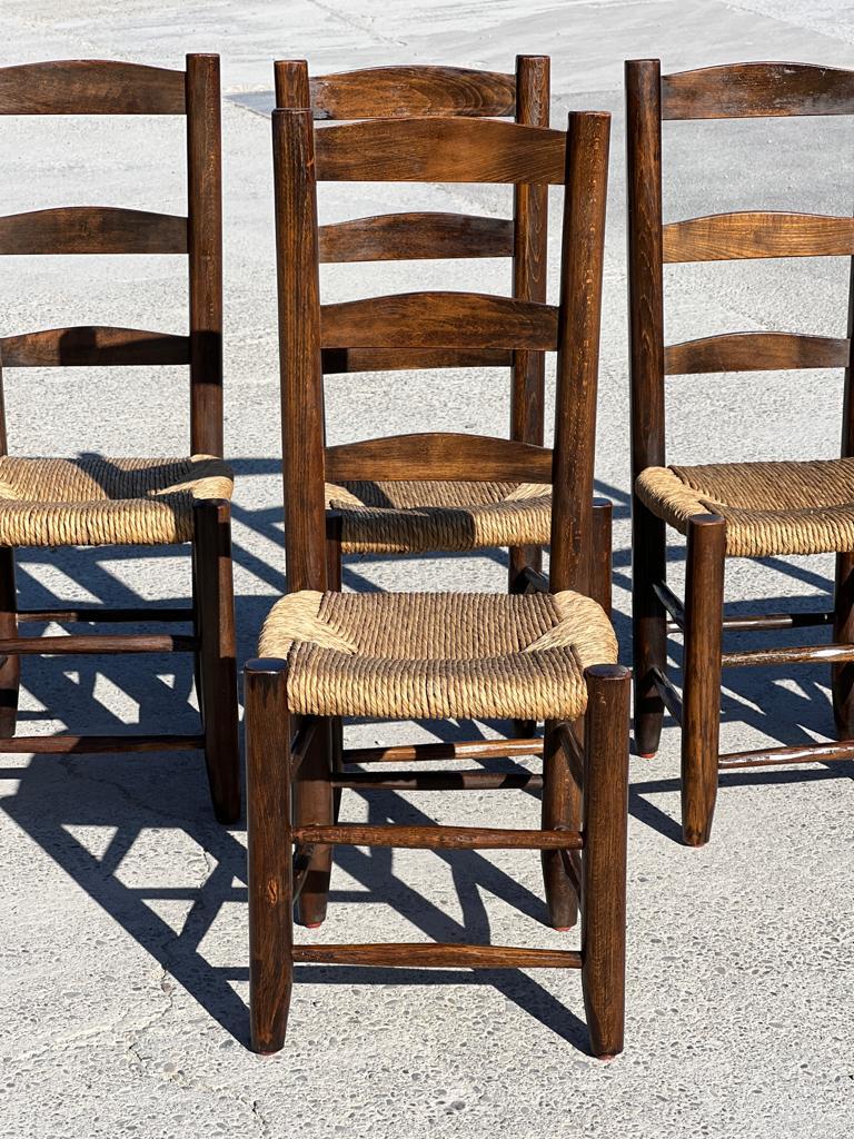 Mid-20th Century Set of 6 Chairs 1950 Charlotte Perriand Style For Sale