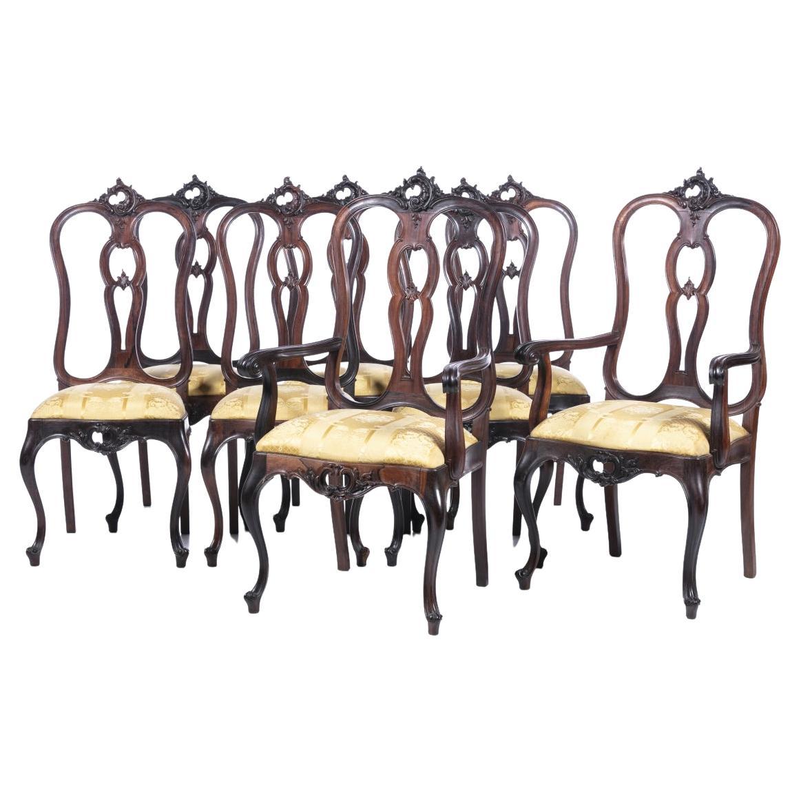 Set of 6 Chairs and 2 Armchairs 19th Century