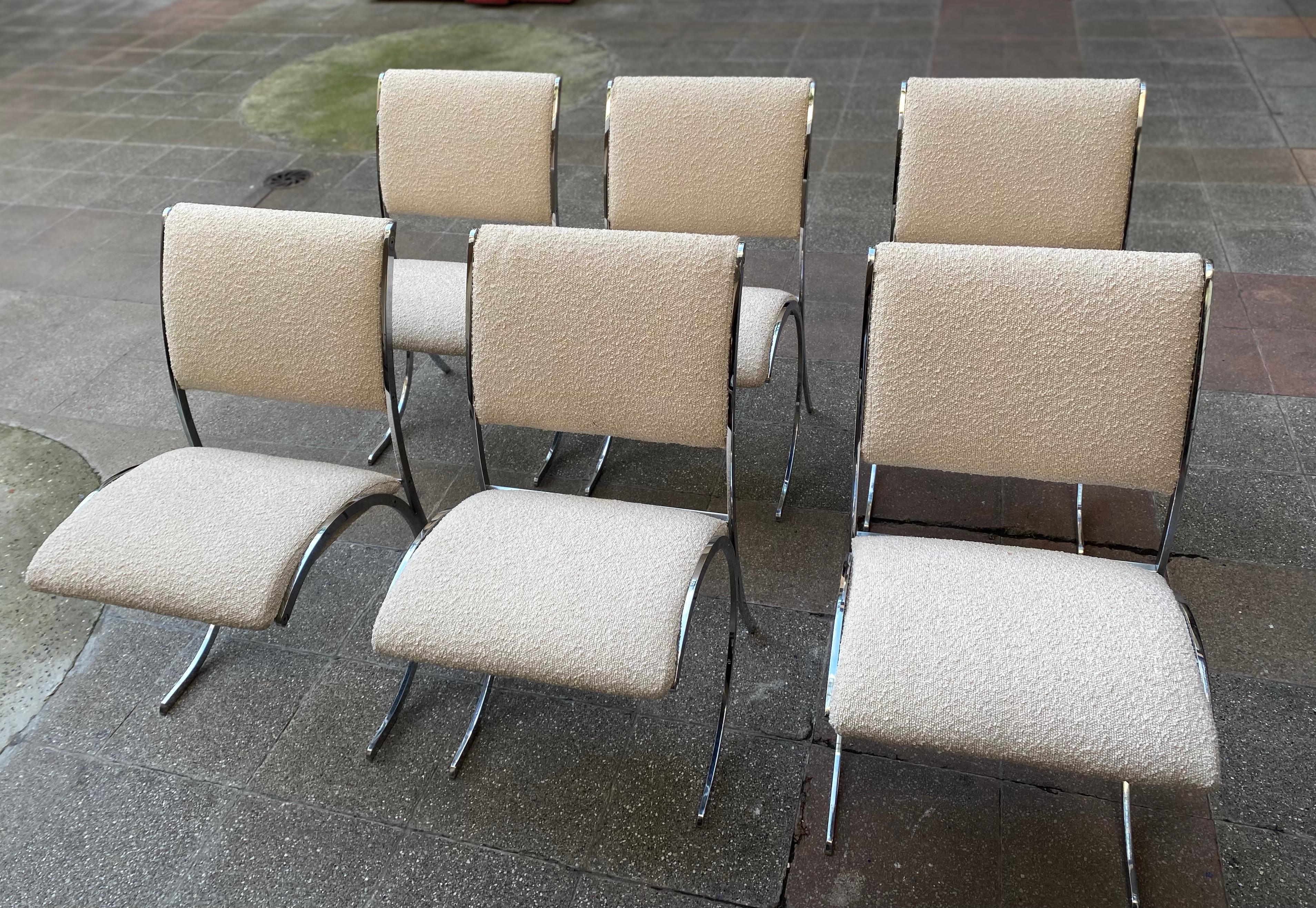 Steel Set of 6 Chairs by Boris Tabacoff Christofle Edition 1970 For Sale