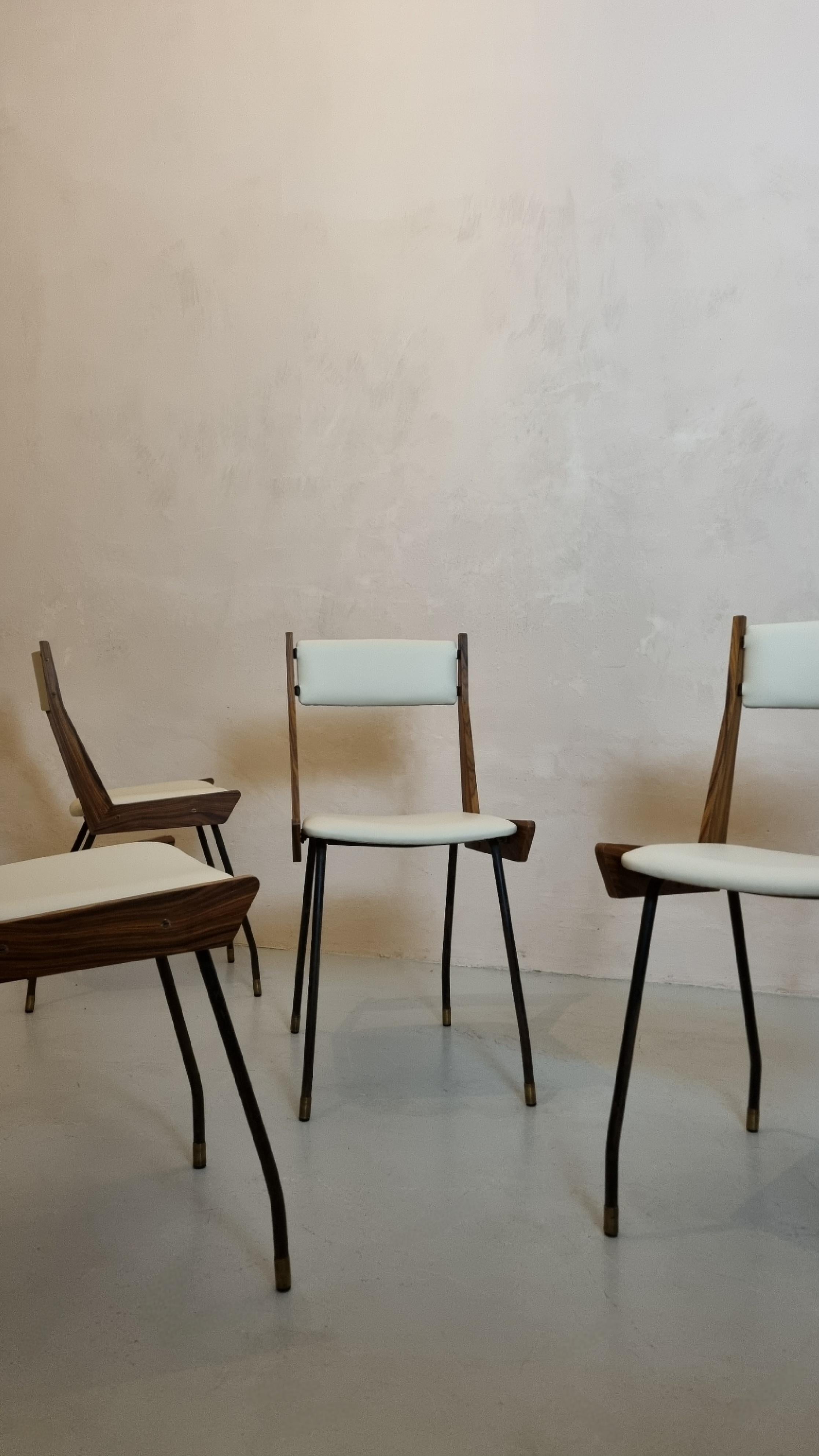 Mid-Century Modern Ensemble de 6 chaises par Carlo Ratti pour Industria Compensati Curvati années 50 en vente