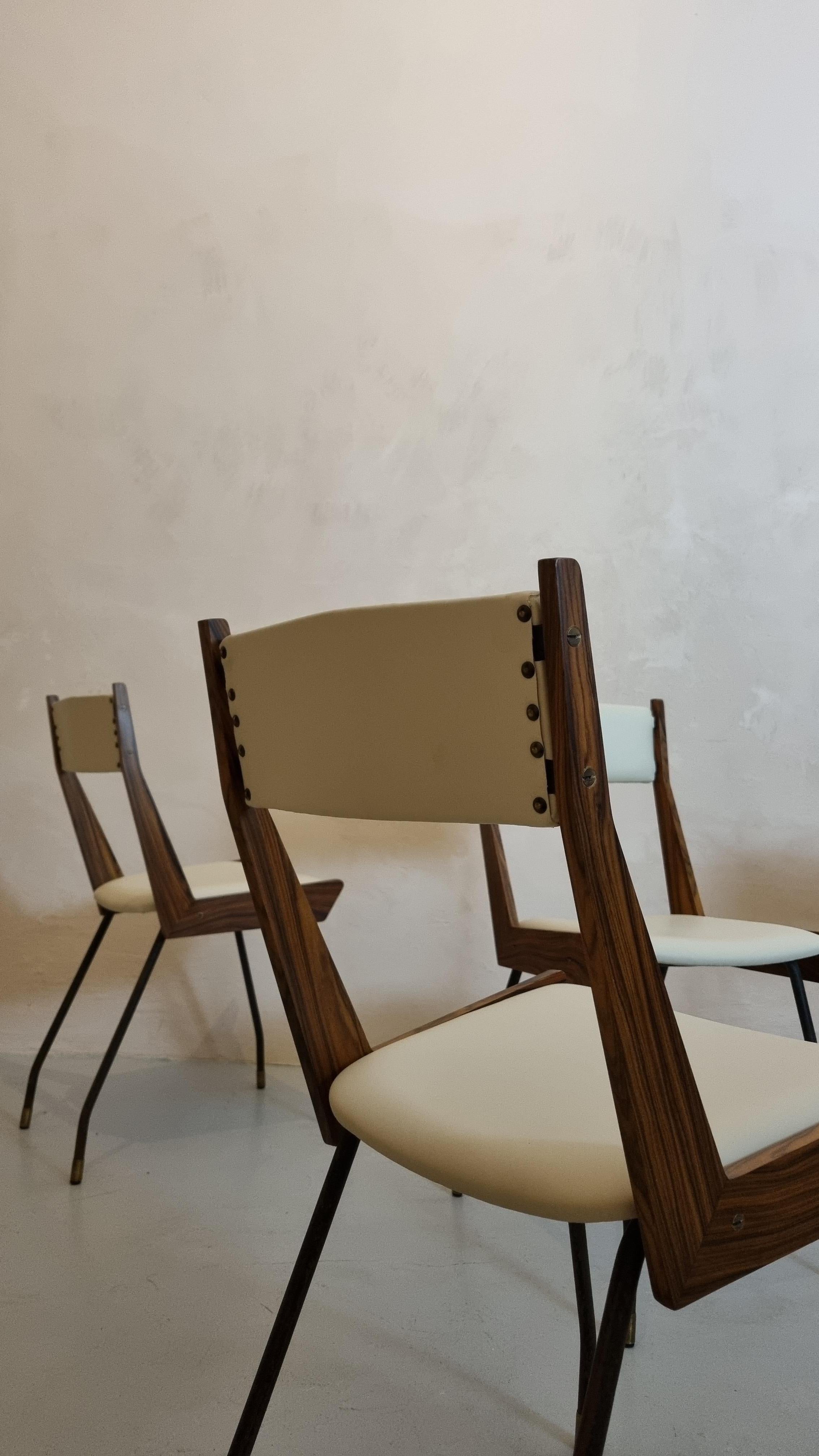 Italian Set of 6 Chairs by Carlo Ratti for Industria Compensati Curvati 50s For Sale