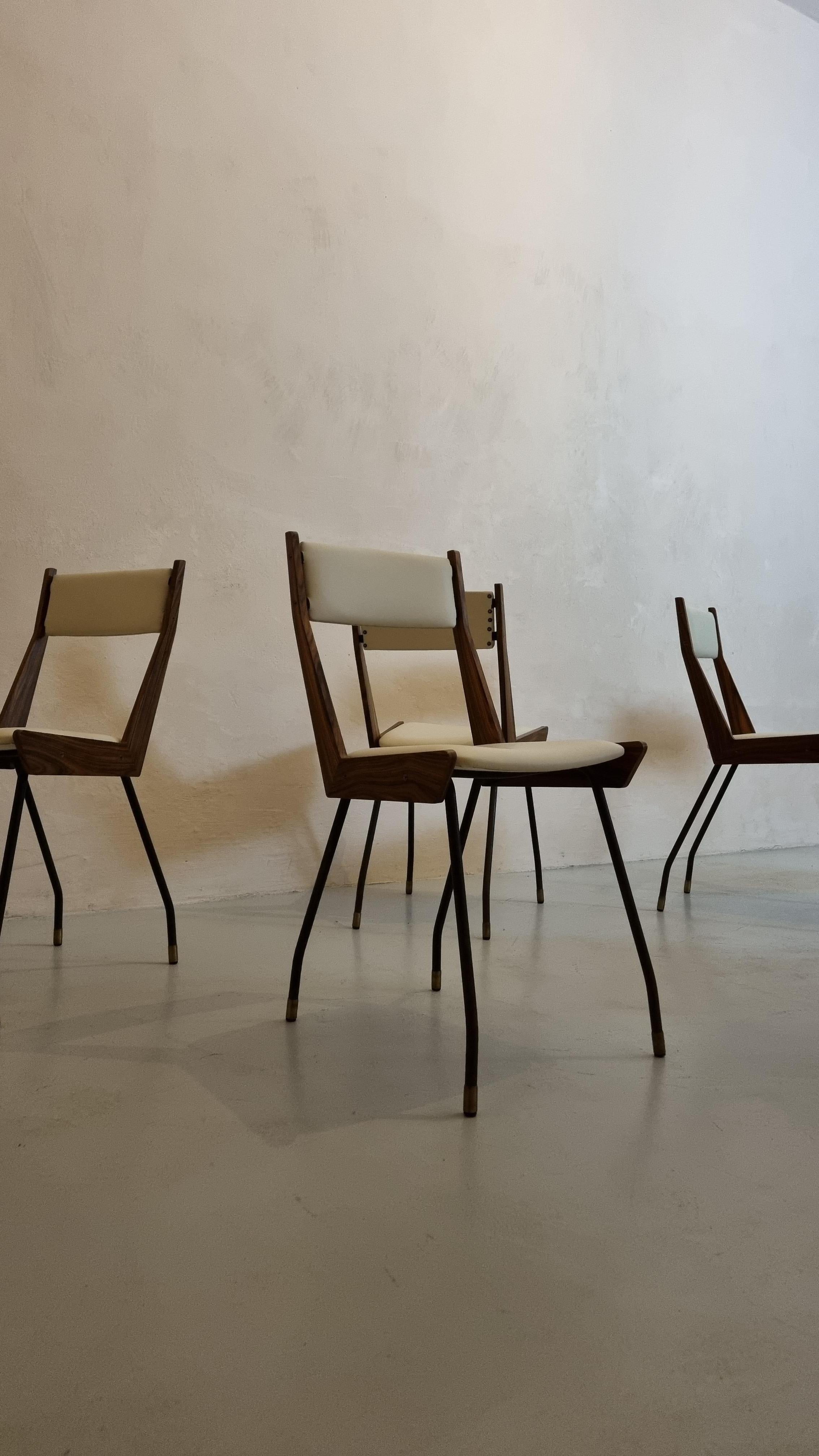 Placage Ensemble de 6 chaises par Carlo Ratti pour Industria Compensati Curvati années 50 en vente