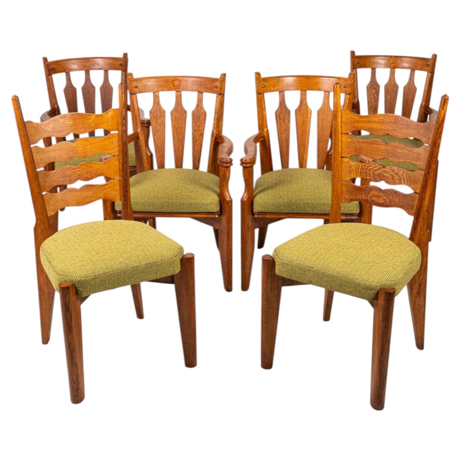 Ensemble de 6 chaises par Guillerme et Chambron pour Votre Maison, France, années 1950