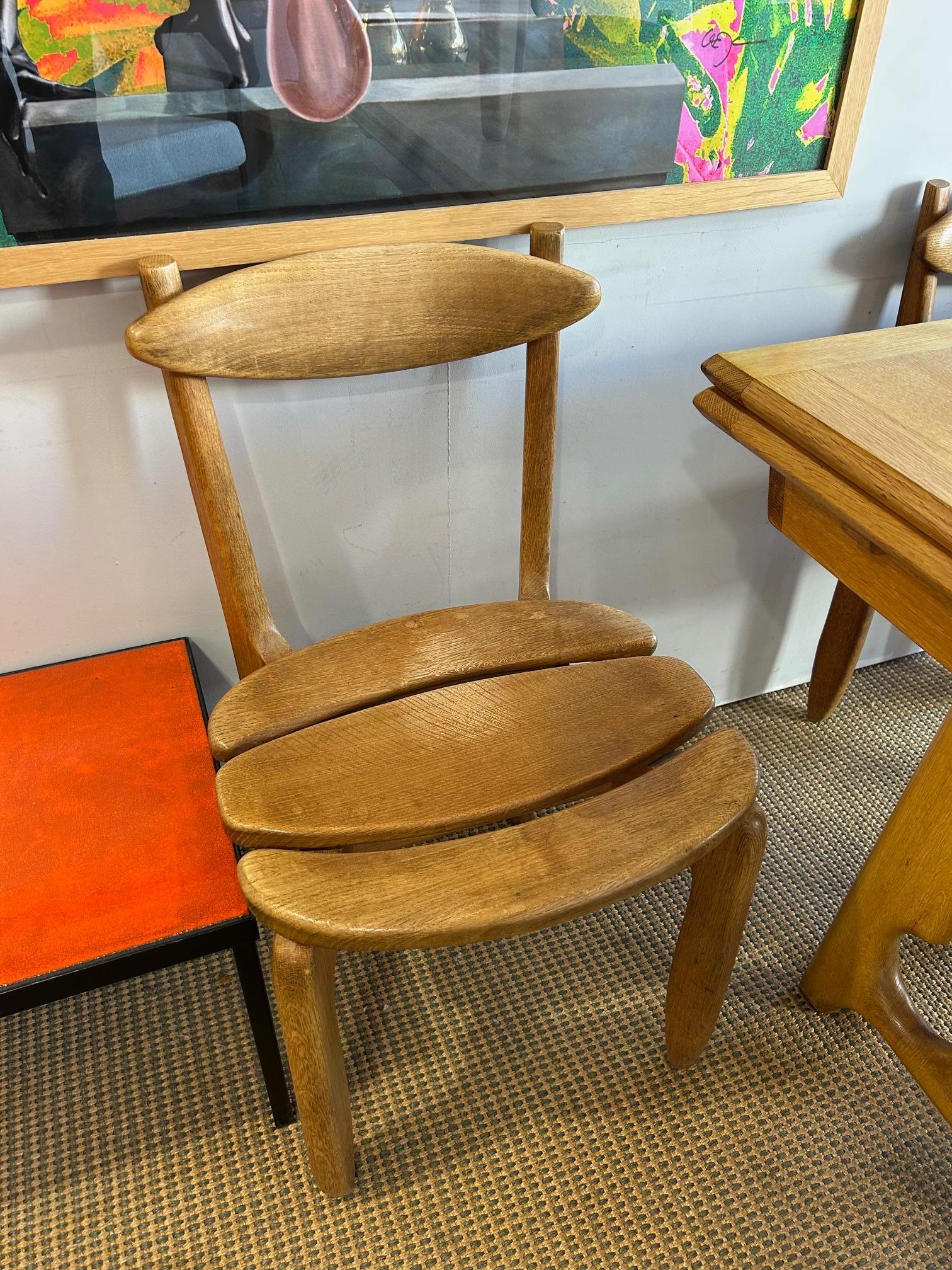 Ensemble de 6 chaises par Guillerme et Chambron, France, vers les années 1960 en vente 1