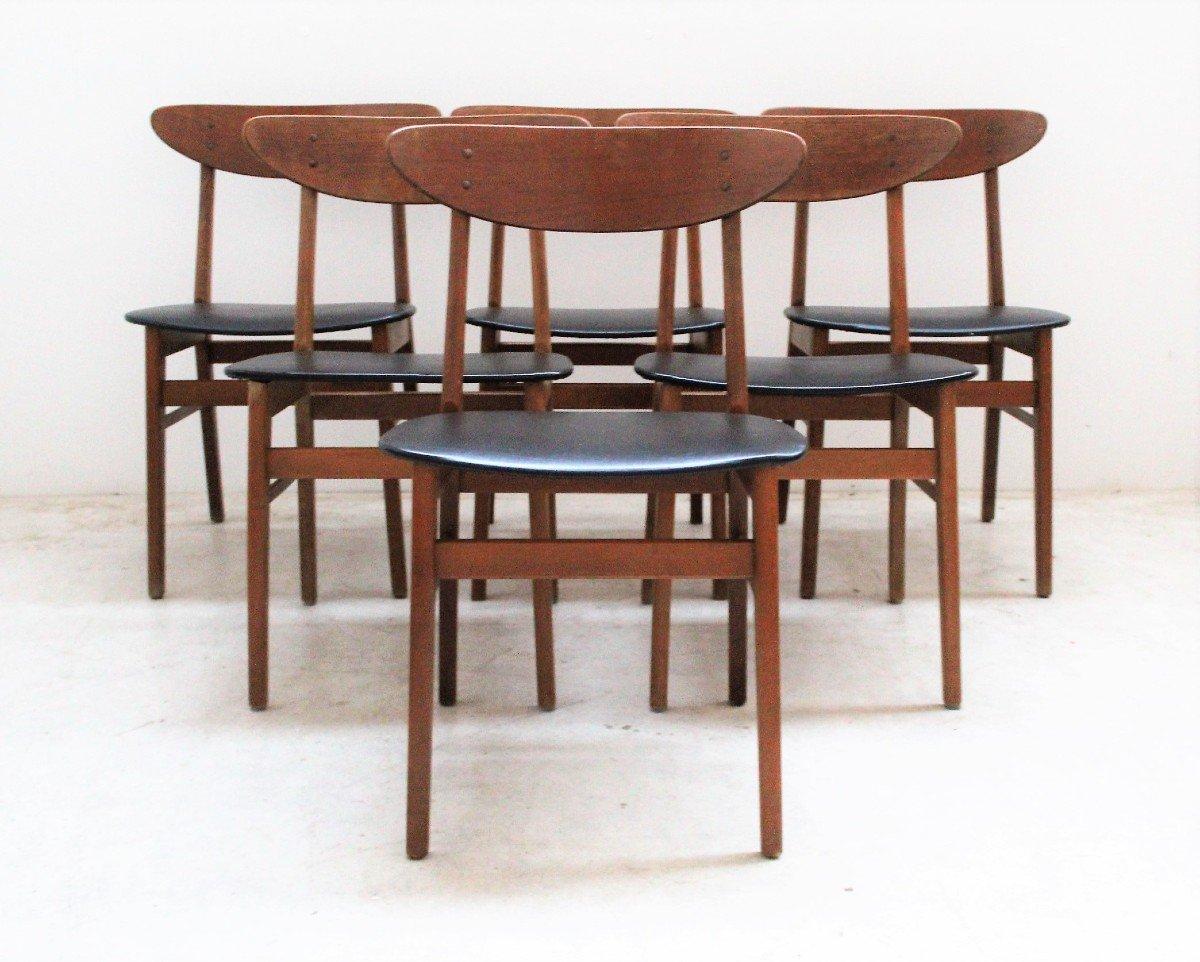 Mid-20th Century Set of 6 Chairs by Harry Ostergaard, Scandinavian, 1960s