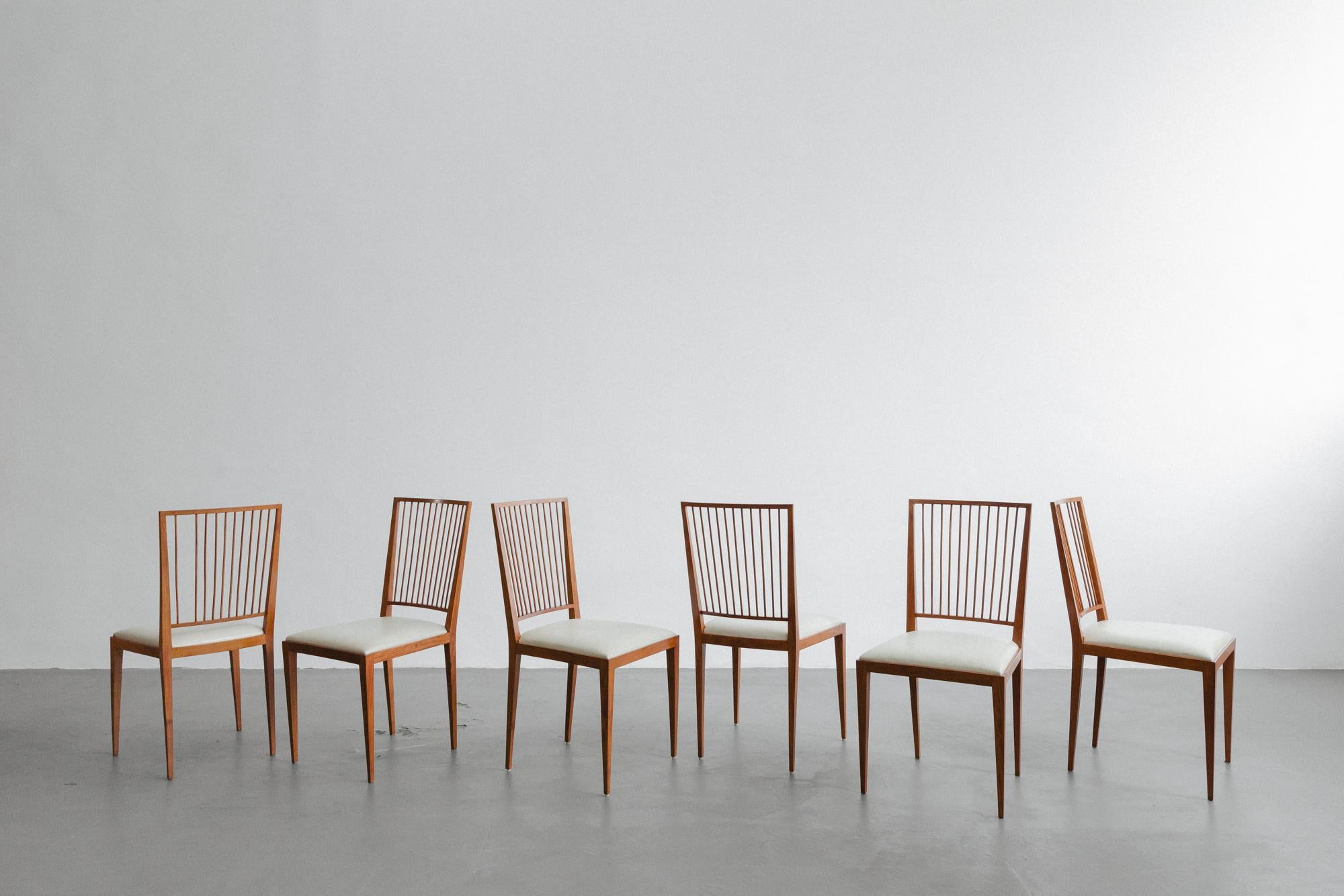 Brazilian Set of 6 Chairs by Joaquim Tenreiro, 1947, Midcentury Design For Sale