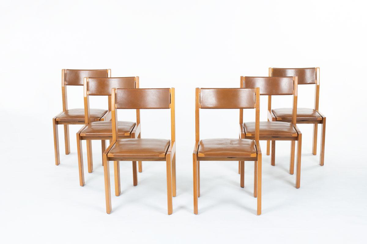 European Set of 6 chairs by Luigi Gorgoni for Roche Bobois 1970 For Sale