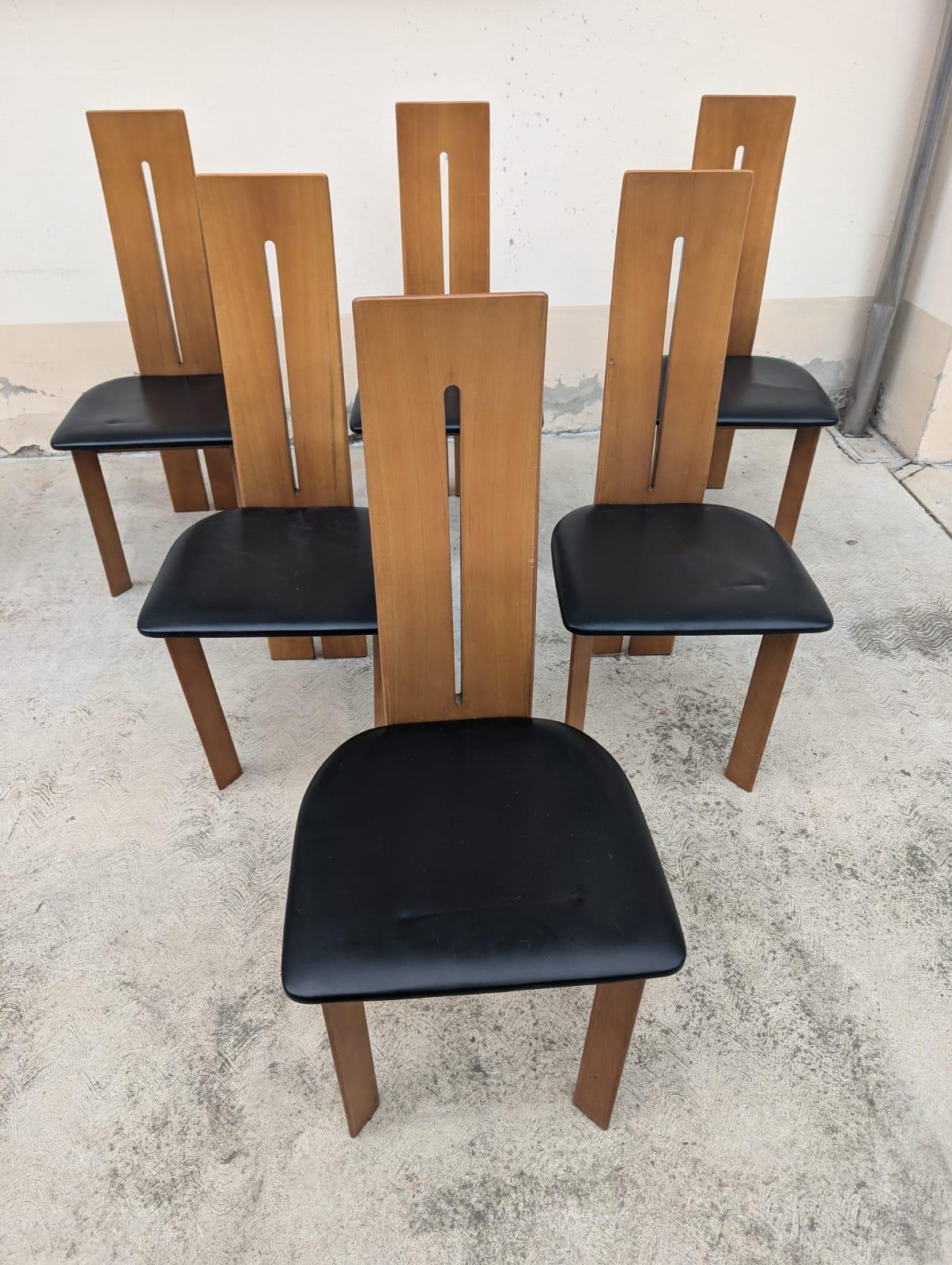 Juego de 6 sillas de Mario Marenco para Mobilgirgi, años 70 en Bueno estado para la venta en Medesano, Parma