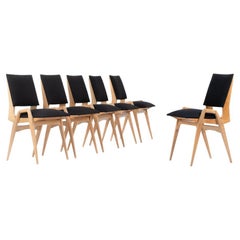 Set of 6 Chairs by Maurice Pre in Beech and Linen, 1950