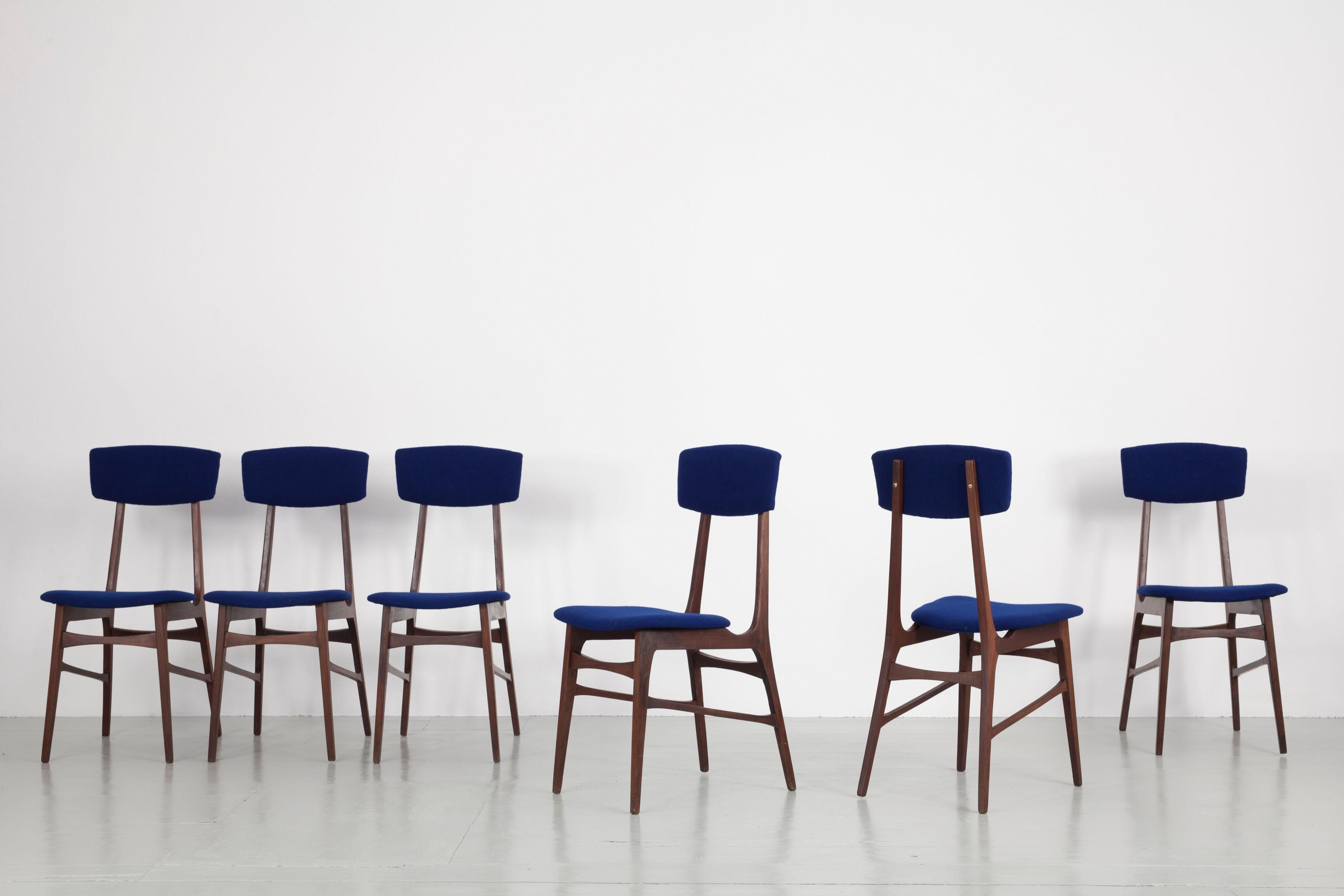 Mid-Century Modern Set of 6 Chairs by Pompeo Fumagalli-Mariano Comese, Italy, 1960 For Sale