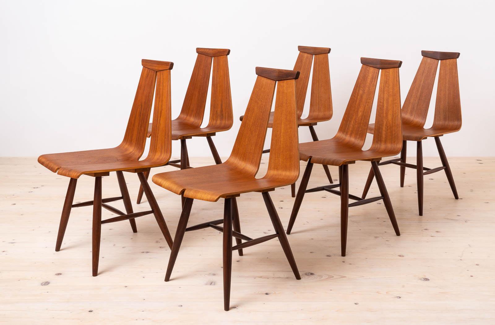 Scandinave moderne Ensemble de 6 chaises par Risto Halme pour Isku, Finlande, années 1960, entièrement restaurées en vente