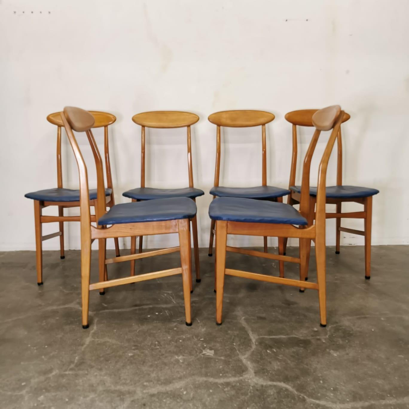 Mid-Century Modern Set of 6 Chairs by Sorgente Del Mobile