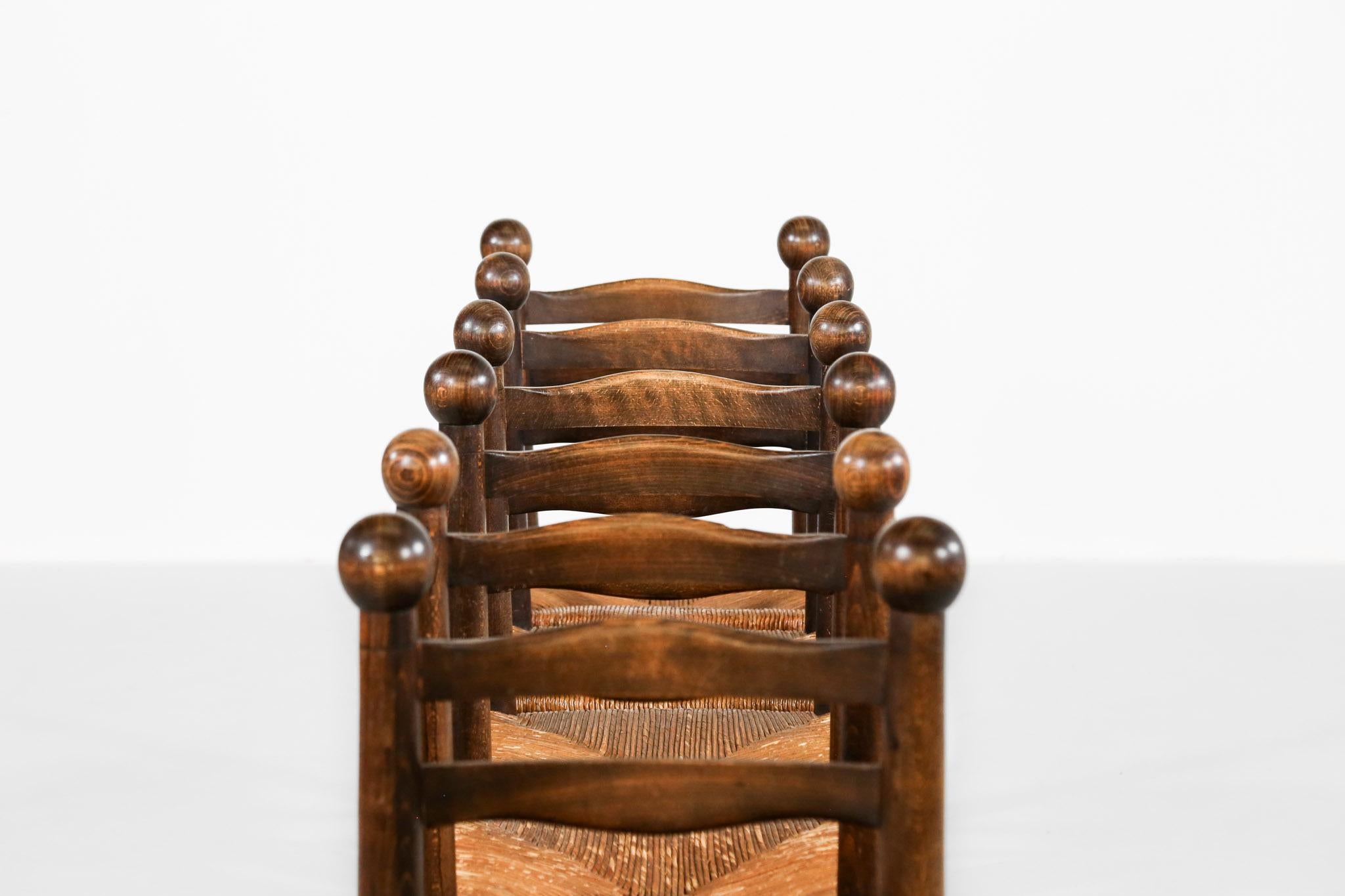 Set of 6 Chairs, Charles Dudouyt Style in Oak In Good Condition In Lyon, FR