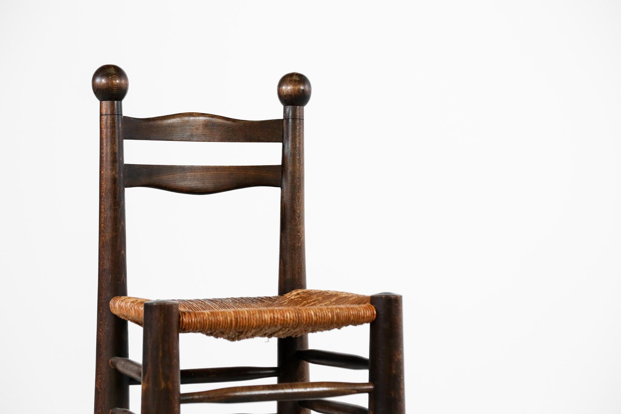 Mid-20th Century Set of 6 Chairs, Charles Dudouyt Style in Oak
