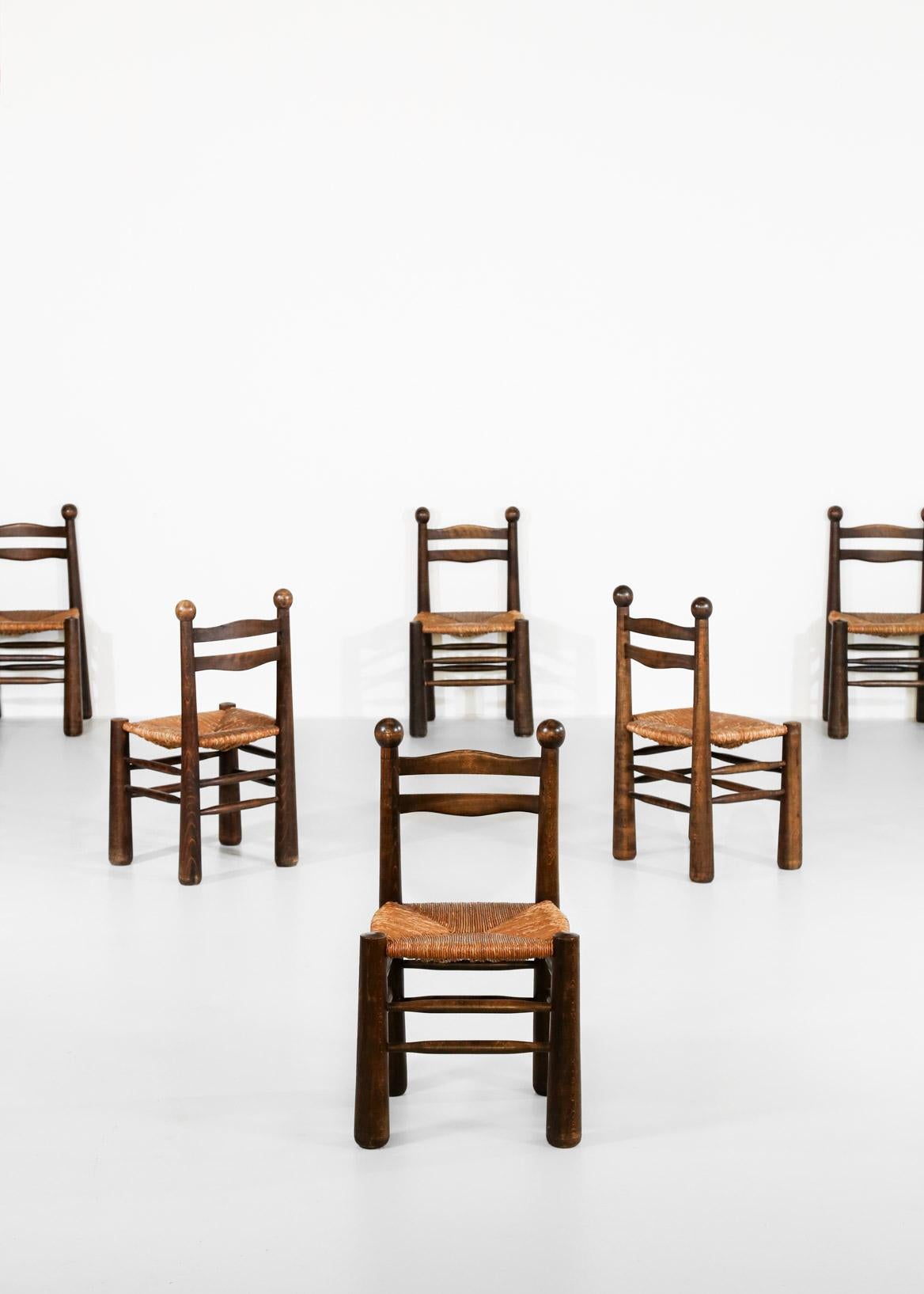Set of 6 Chairs, Charles Dudouyt Style in Oak 1