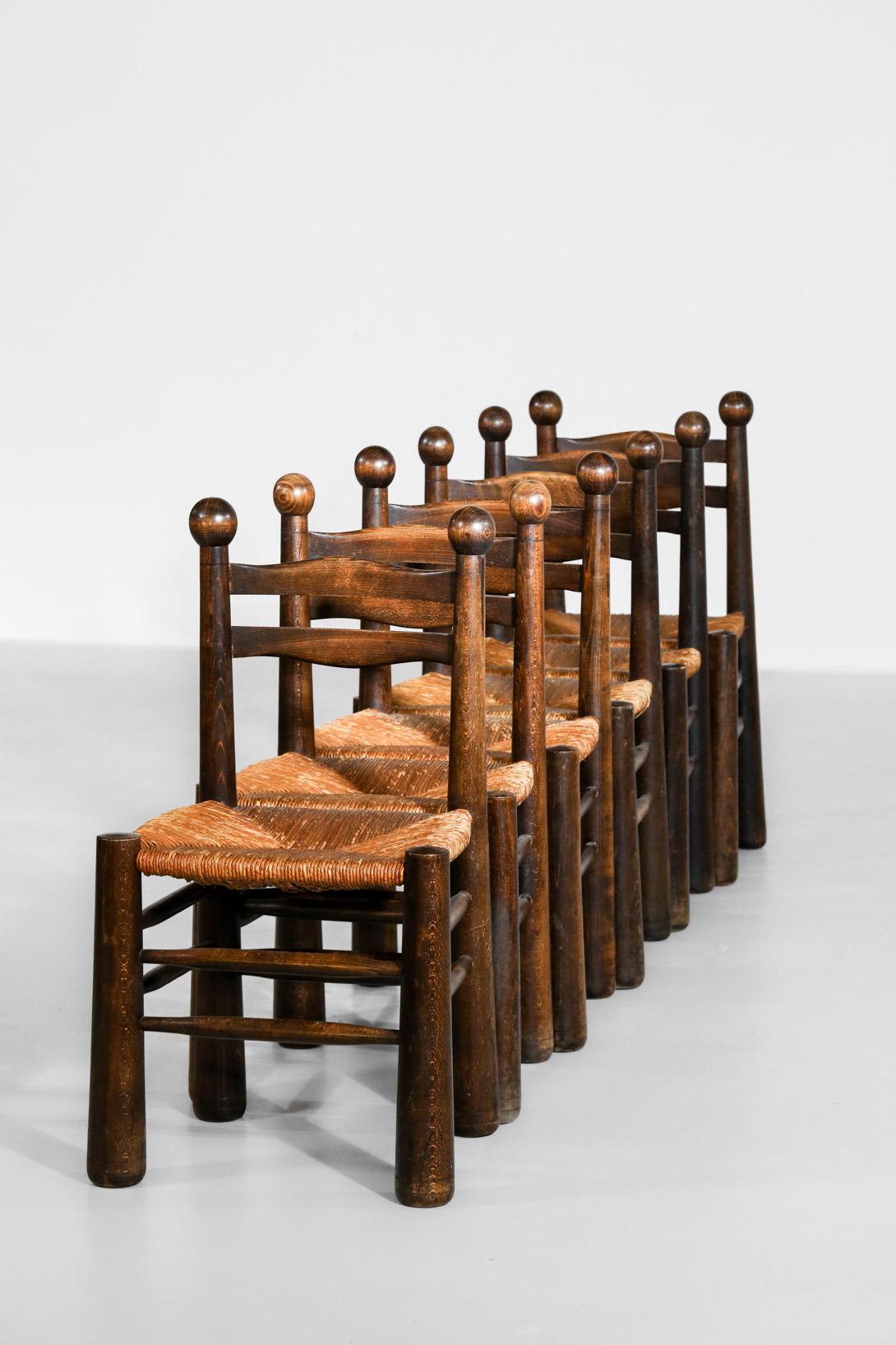 Set of 6 Chairs, Charles Dudouyt Style in Oak 2