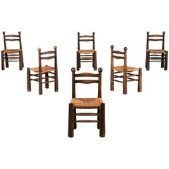 Set of 6 Chairs, Charles Dudouyt Style in Oak