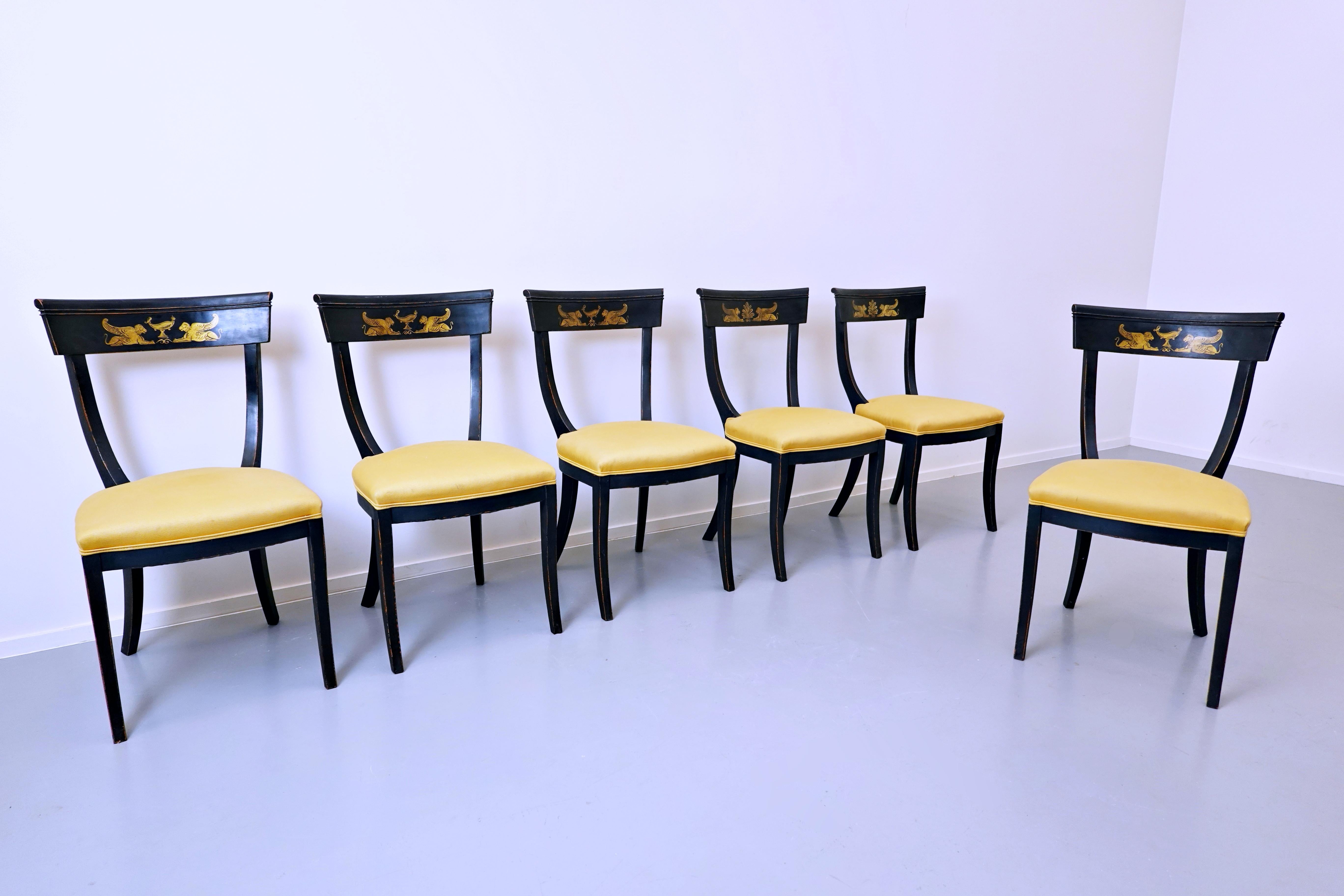 Belgian Set of 6 Chairs, Empire Style, Belgium For Sale
