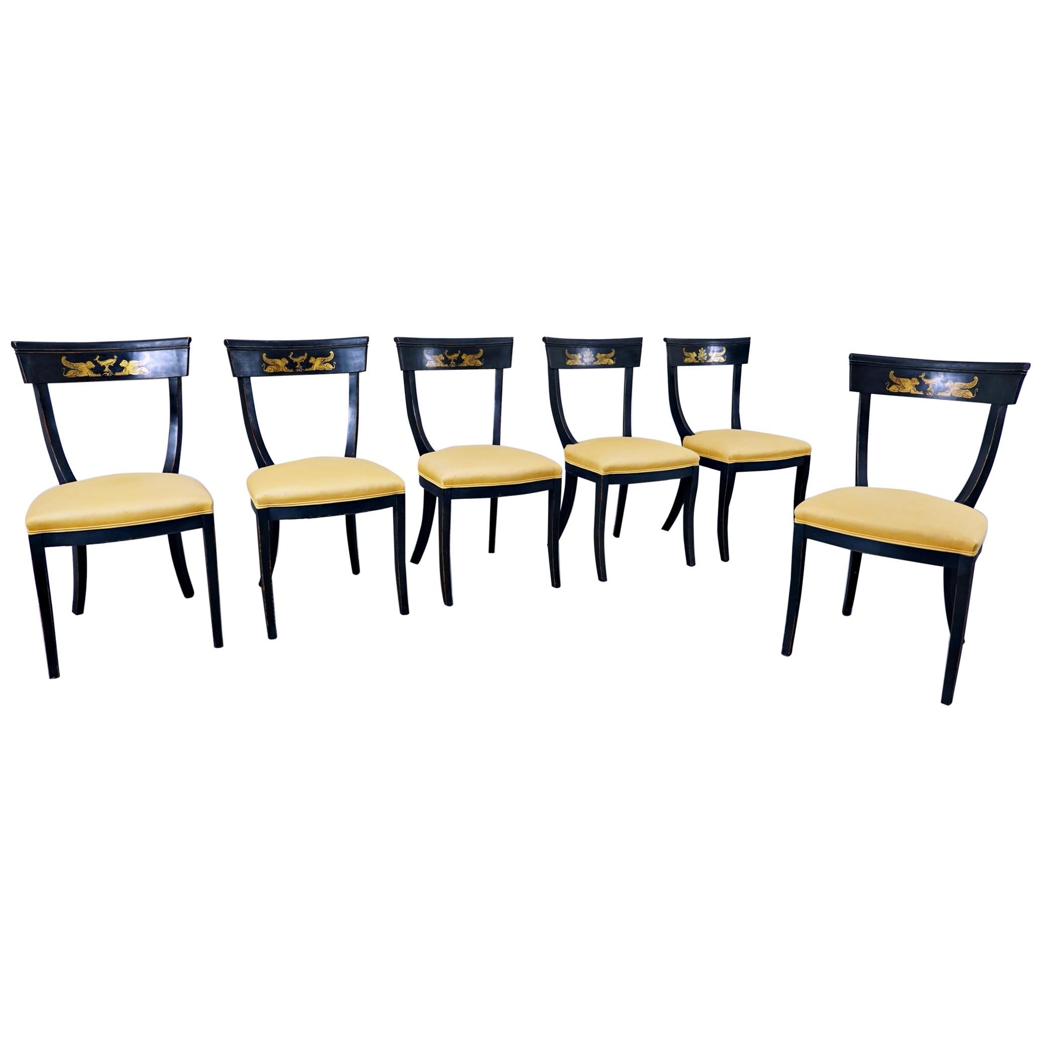 Set of 6 Chairs, Empire Style, Belgium For Sale