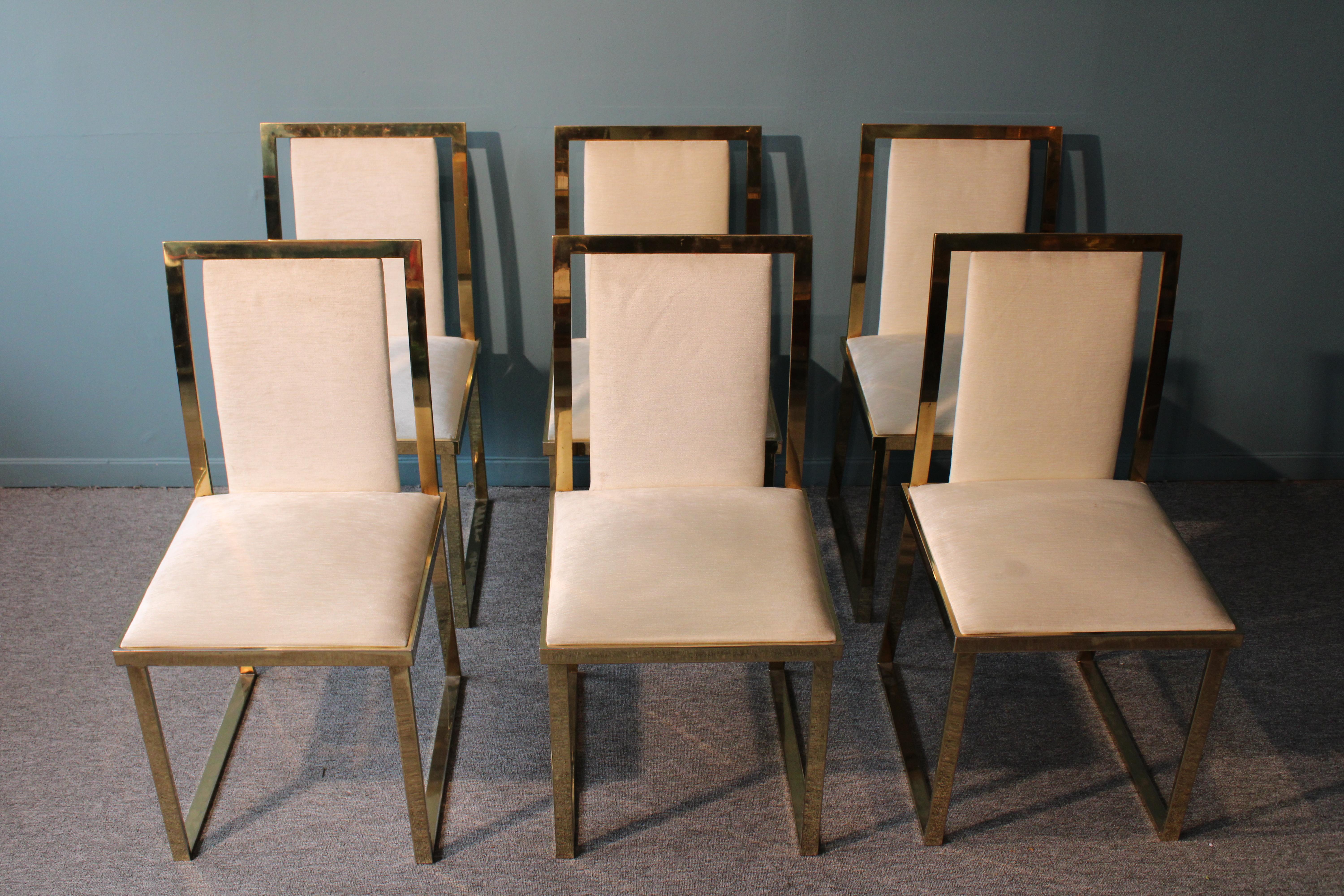 Set of chairs in brass.