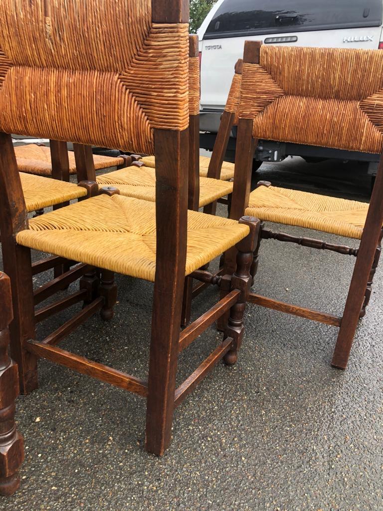 French Set of 6 brutalist chairs