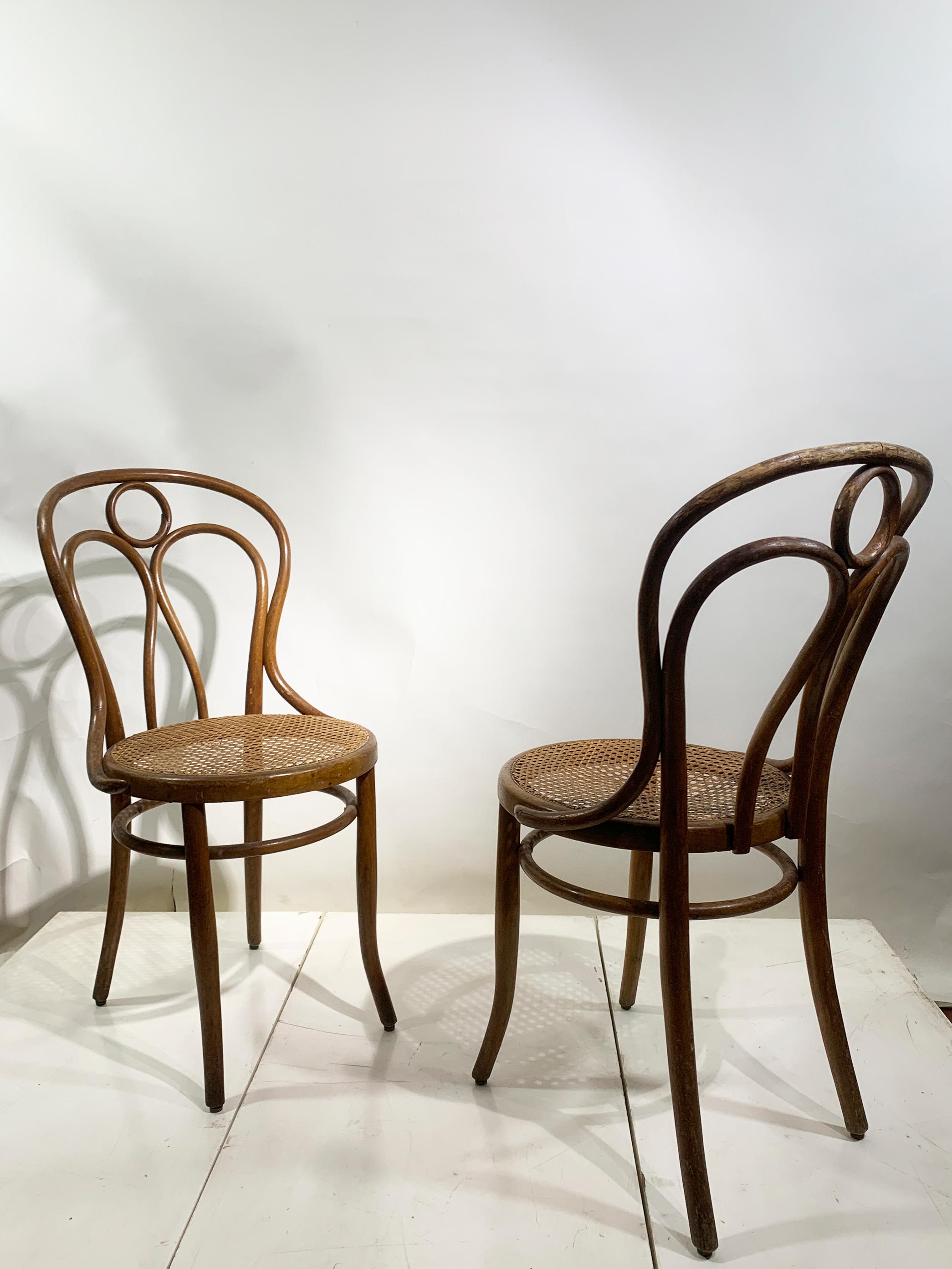 Juego de 6 Sillas de madera curvada de Josef Hoffmann para Mundus Viena Austria, 1900 Caña en venta