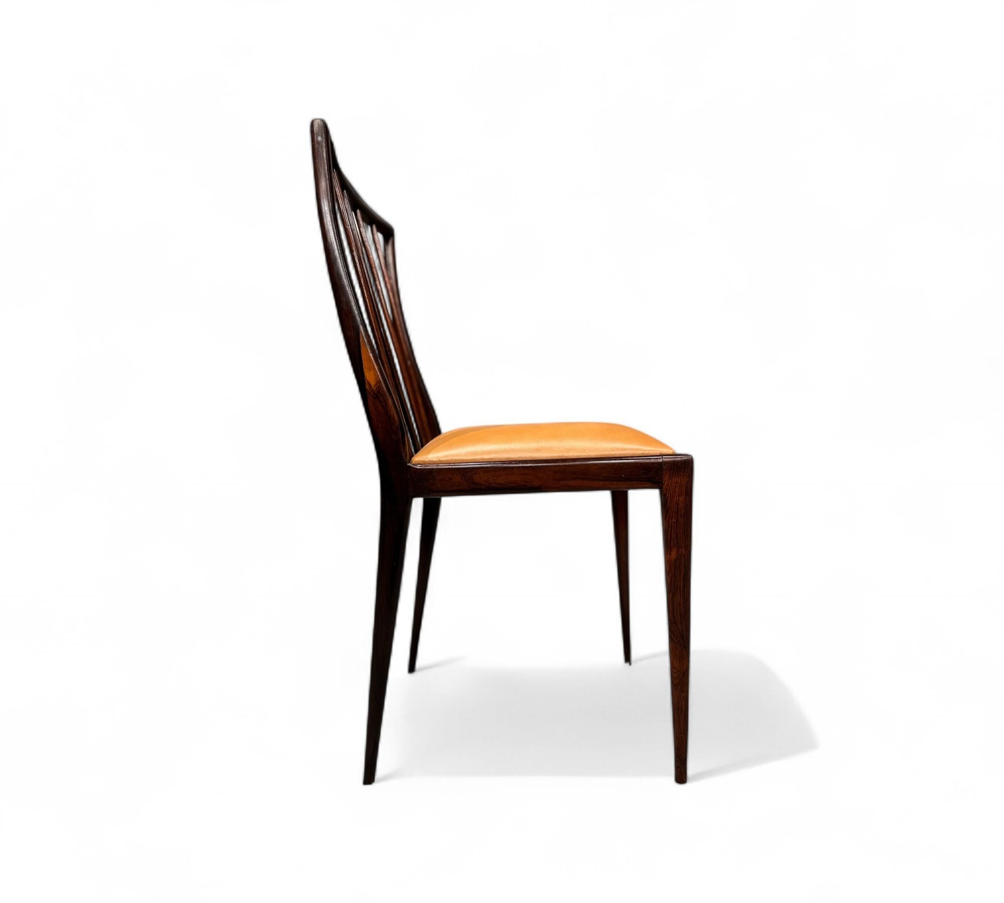 Set of 6 Chairs in Hardwood & Leather by Geraldo de Barros, c. 1950 For Sale 5